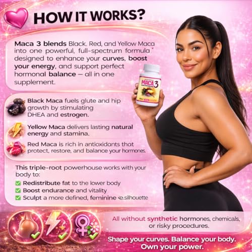 Maca 3 Capsules – Black, Red & Yellow Maca Root Blend – Feminine Balance & Natural Body Support – Herbal Formula - dailyvitalstore