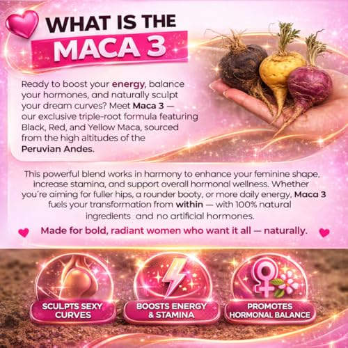 Maca 3 Capsules – Black, Red & Yellow Maca Root Blend – Feminine Balance & Natural Body Support – Herbal Formula - dailyvitalstore