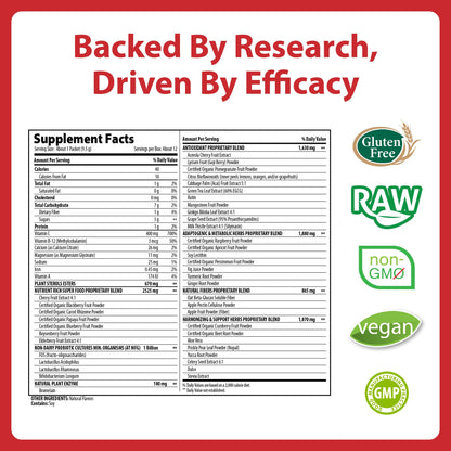 MacroLife Naturals Miracle Reds Superfood Powder 19 Blended Fruit & Berry Polyphenols Enzymes Probiotics & Antioxidants Supplement - Raw Non-GMO & Vegan Whole Food Vitamins - 12 Packet Servings - dailyvitalstore