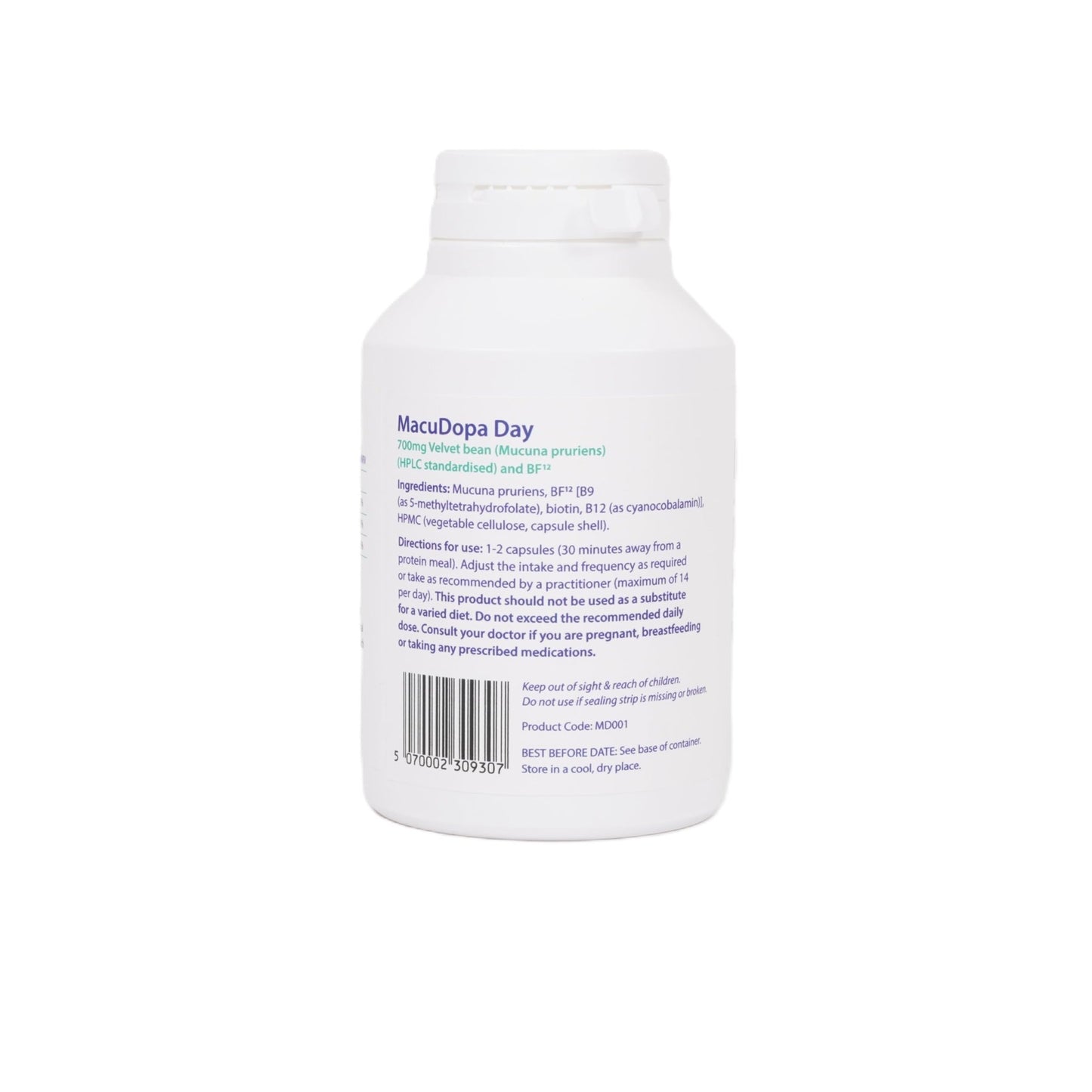Macudopa Day Capsules 700mg Proprietary Blend, 63% HPLC standardised Levodopa. 120 Veggie Capsules - dailyvitalstore