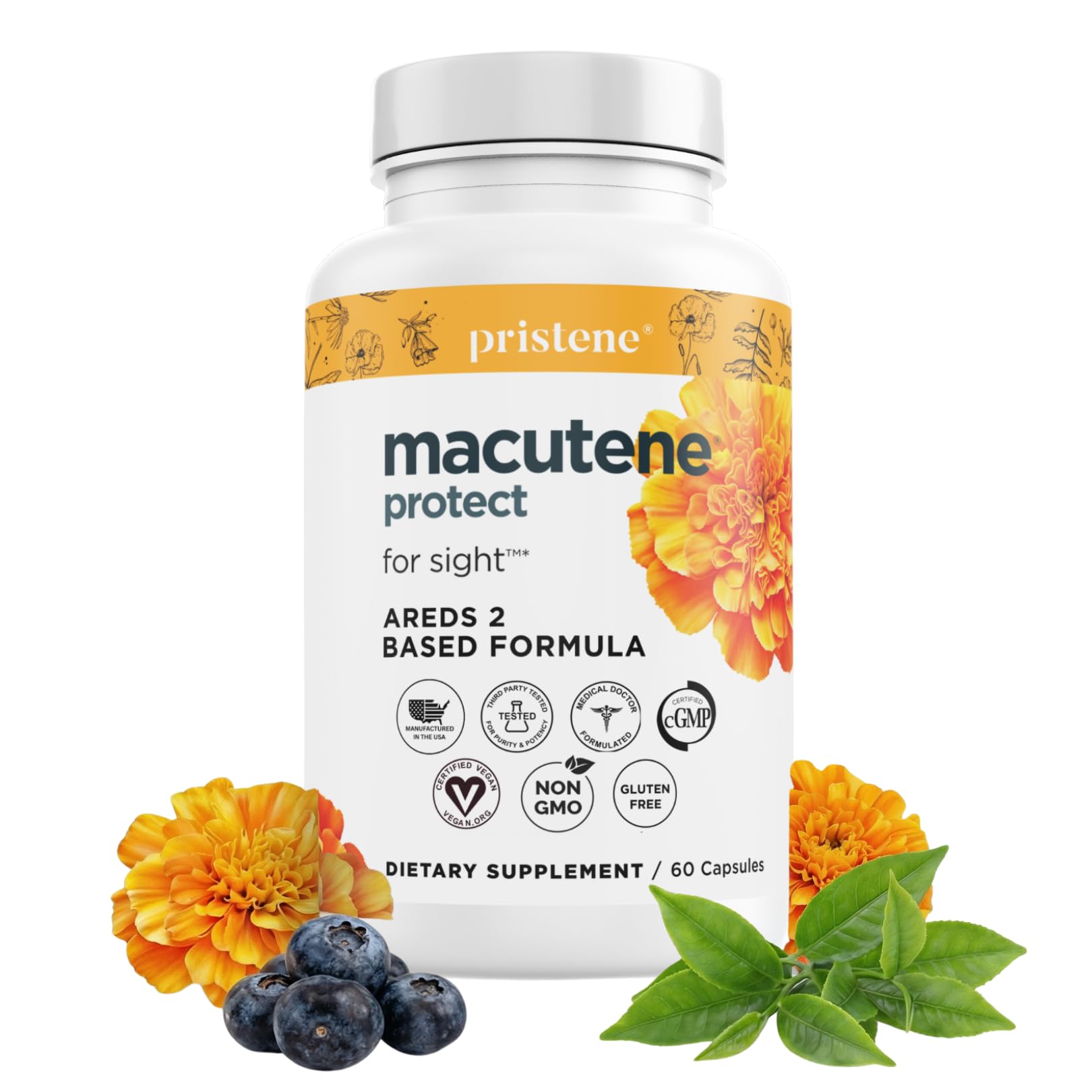 Macutene Protect Eye Vitamins for Macular Support Areds 2 with Lutein and Zeaxanthin Supplements (25mg/5mg) – Doctor Formulated Bilberry Supplement for Eyes, Lab Tested, Vegan (60 Capsules) - dailyvitalstore