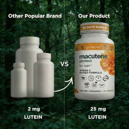 Macutene Protect Eye Vitamins for Macular Support Areds 2 with Lutein and Zeaxanthin Supplements (25mg/5mg) – Doctor Formulated Bilberry Supplement for Eyes, Lab Tested, Vegan (60 Capsules) - dailyvitalstore