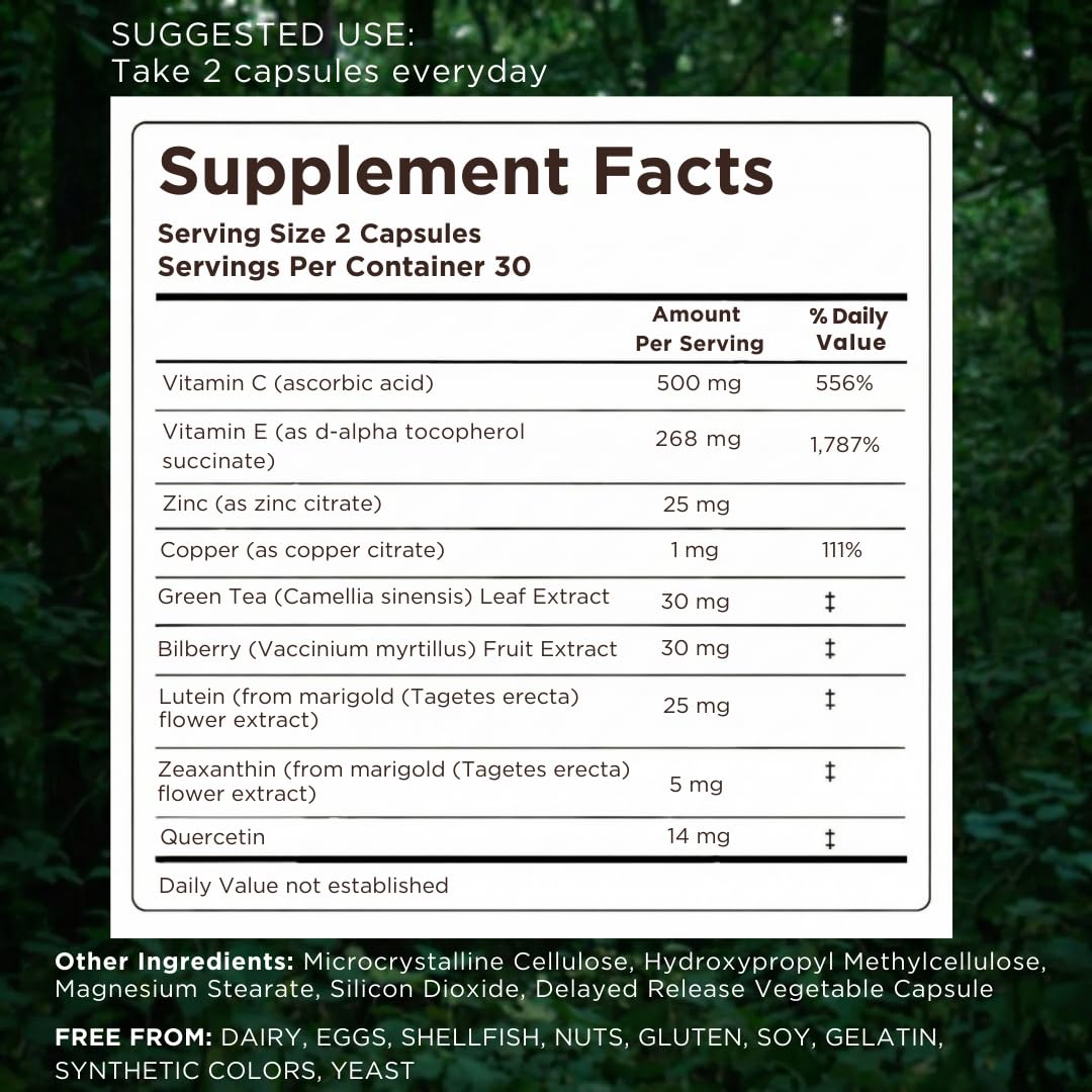 Macutene Protect Eye Vitamins for Macular Support Areds 2 with Lutein and Zeaxanthin Supplements (25mg/5mg) – Doctor Formulated Bilberry Supplement for Eyes, Lab Tested, Vegan (60 Capsules) - dailyvitalstore