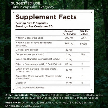 Macutene Protect Eye Vitamins for Macular Support Areds 2 with Lutein and Zeaxanthin Supplements (25mg/5mg) – Doctor Formulated Bilberry Supplement for Eyes, Lab Tested, Vegan (60 Capsules) - dailyvitalstore