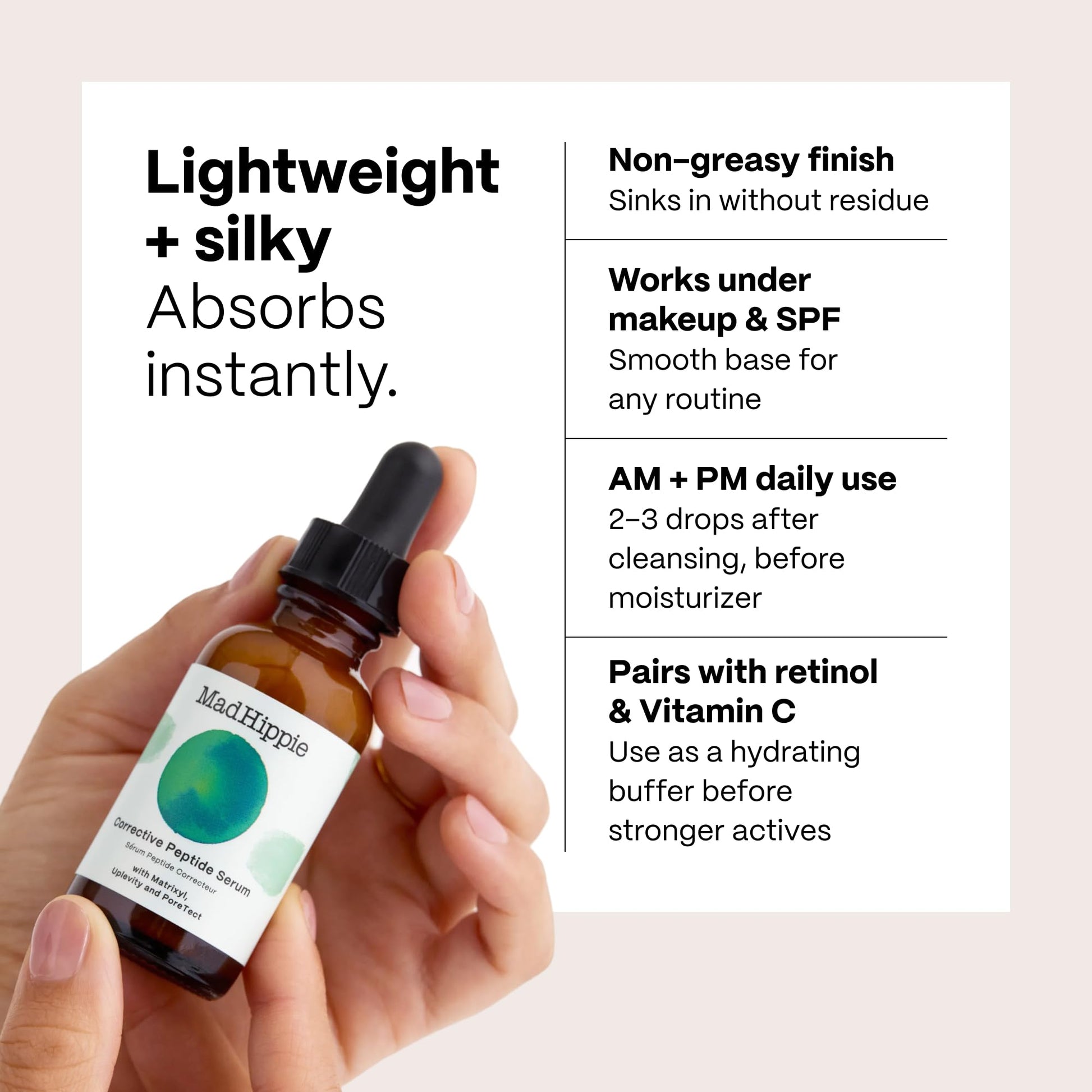 Mad Hippie Corrective Peptide Serum for Face – Skin-Tightening Collagen Peptides, Anti-Wrinkle Essentials, 1.02 Fl Oz - dailyvitalstore