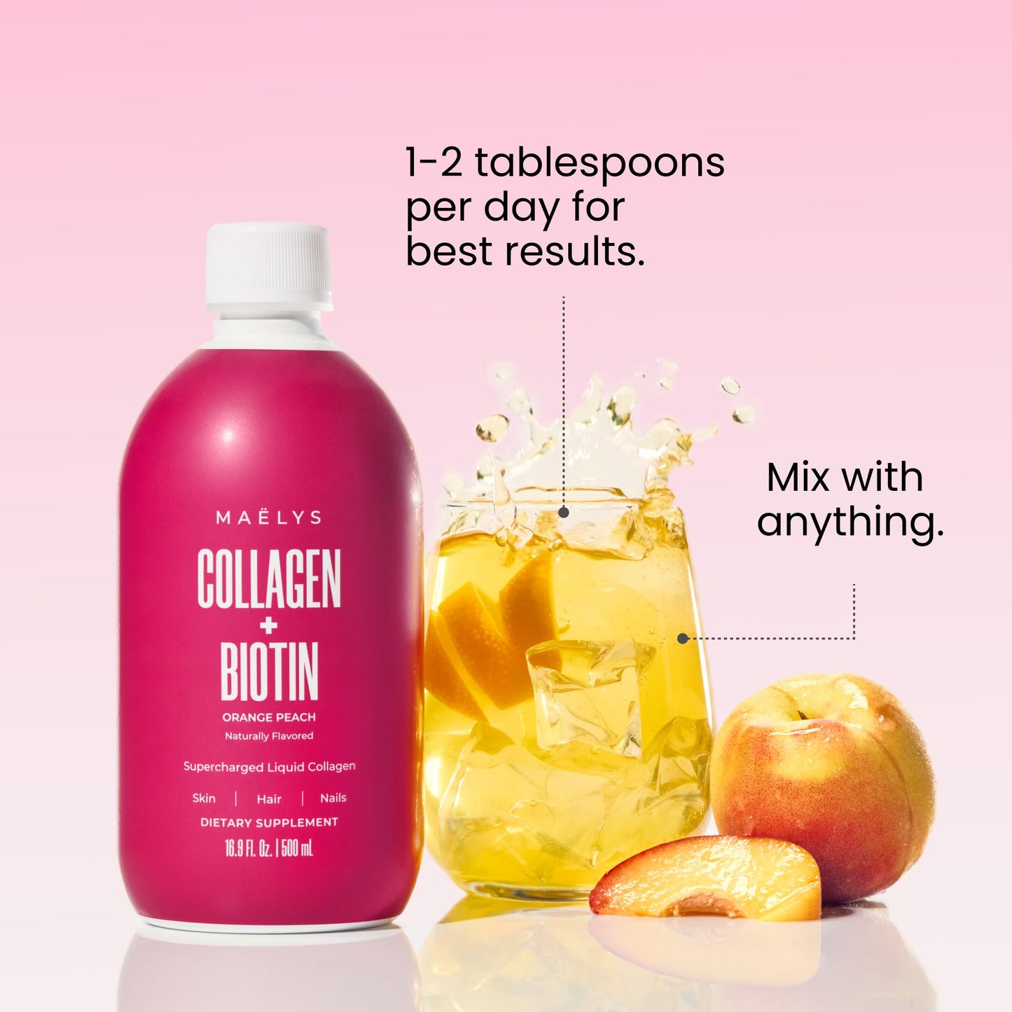 MAËLYS Collagen + BIOTIN Supercharged Liquid Collagen - Drinkable Hydrolyzed Type I & III Collagen Supplement with Biotin, Vitamin C, Zinc & Folic Acid - dailyvitalstore