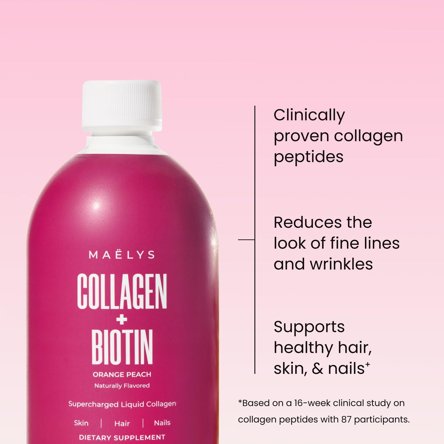 MAËLYS Collagen + BIOTIN Supercharged Liquid Collagen - Drinkable Hydrolyzed Type I & III Collagen Supplement with Biotin, Vitamin C, Zinc & Folic Acid - dailyvitalstore