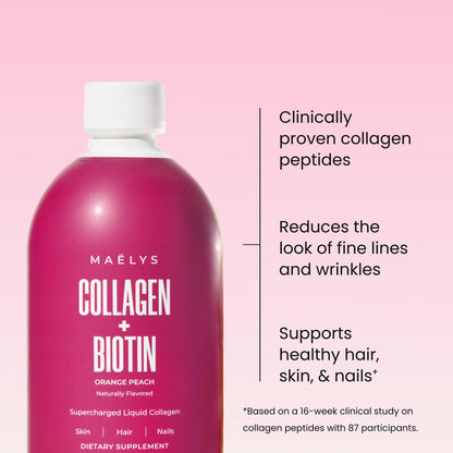 MAËLYS Collagen + BIOTIN Supercharged Liquid Collagen - Drinkable Hydrolyzed Type I & III Collagen Supplement with Biotin, Vitamin C, Zinc & Folic Acid - dailyvitalstore