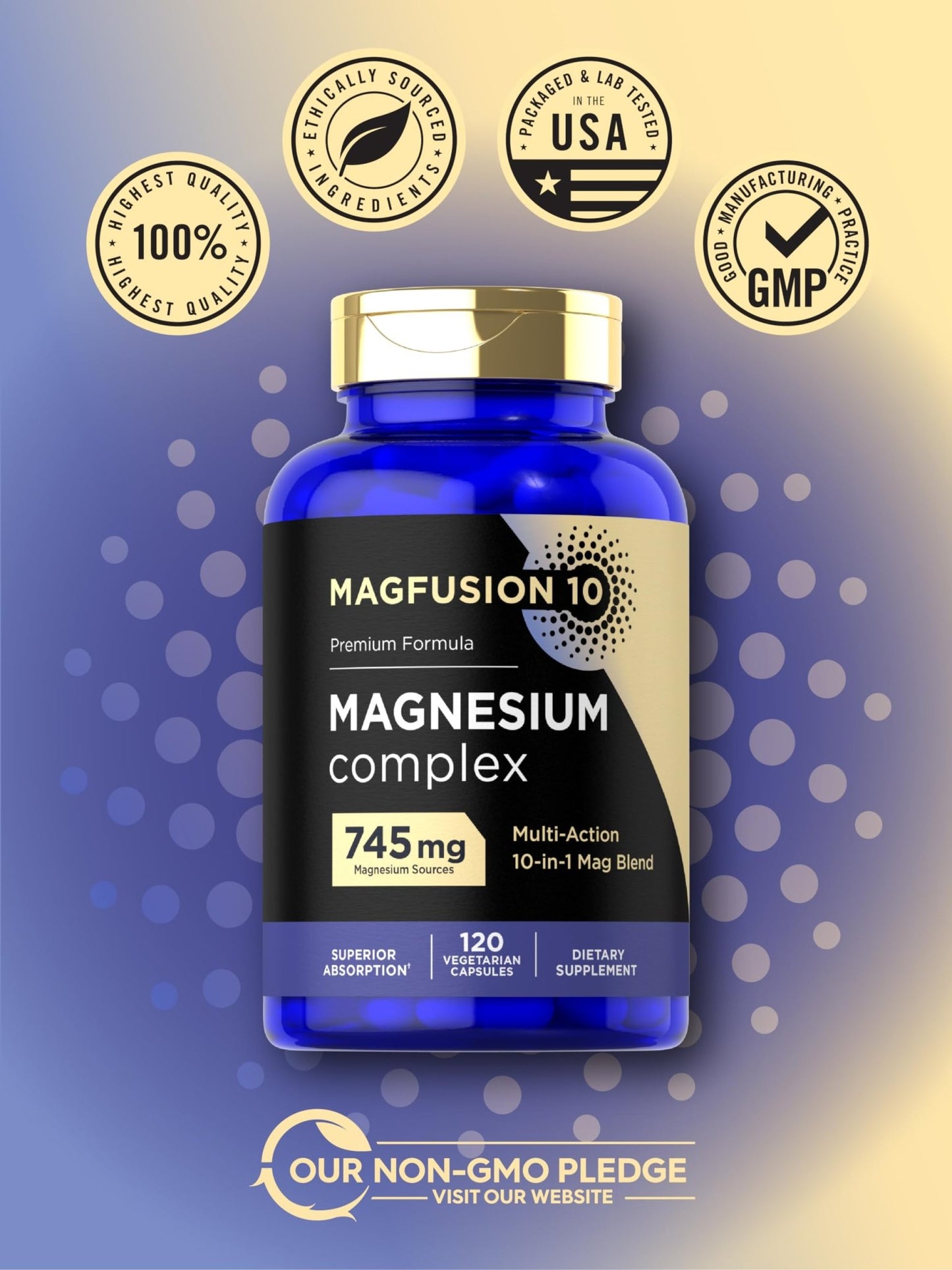 Magfusion-10 Magnesium Complex Supplement 745mg | 120 Capsules | 10 in 1 Blend | Vegetarian, Non-GMO, Gluten Free - dailyvitalstore