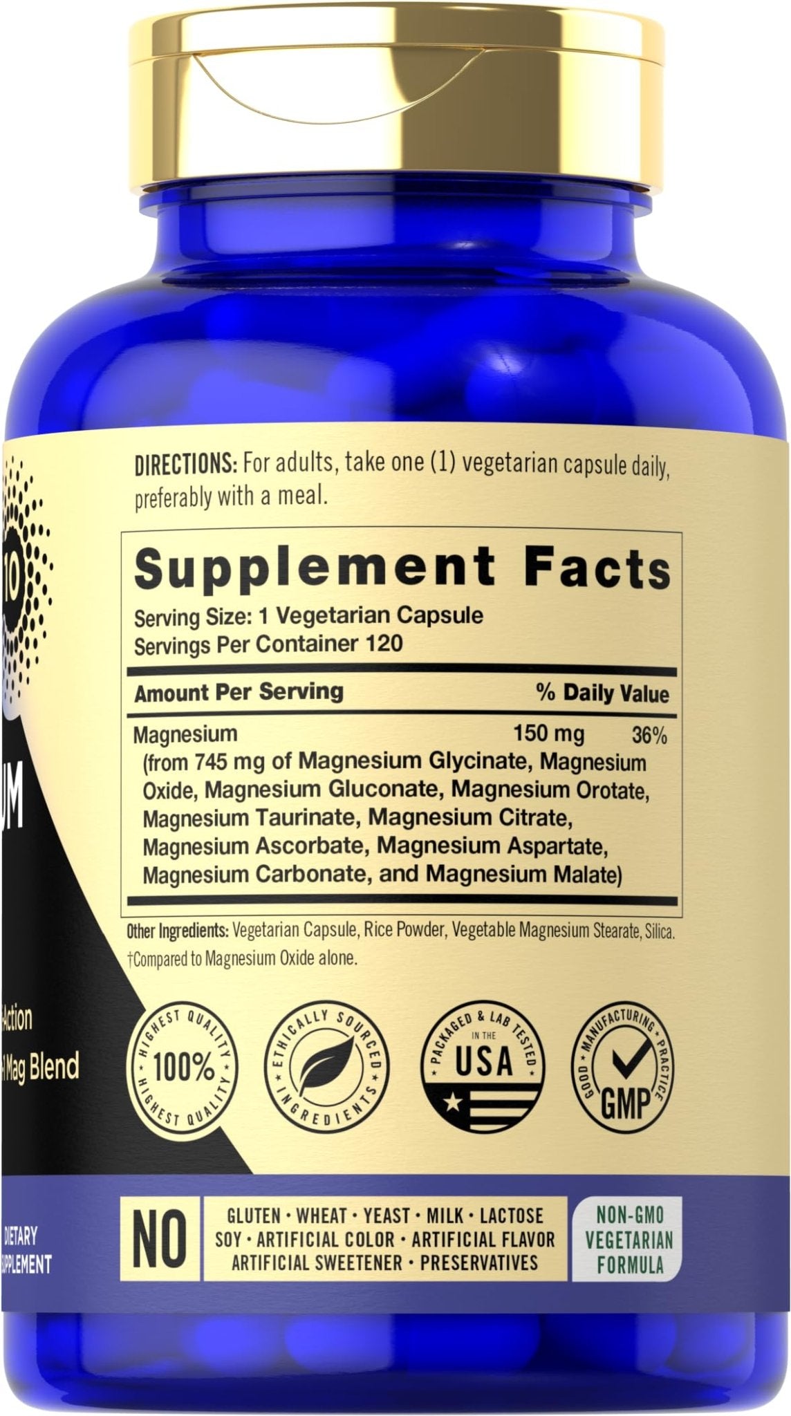 Magfusion-10 Magnesium Complex Supplement 745mg | 120 Capsules | 10 in 1 Blend | Vegetarian, Non-GMO, Gluten Free - dailyvitalstore
