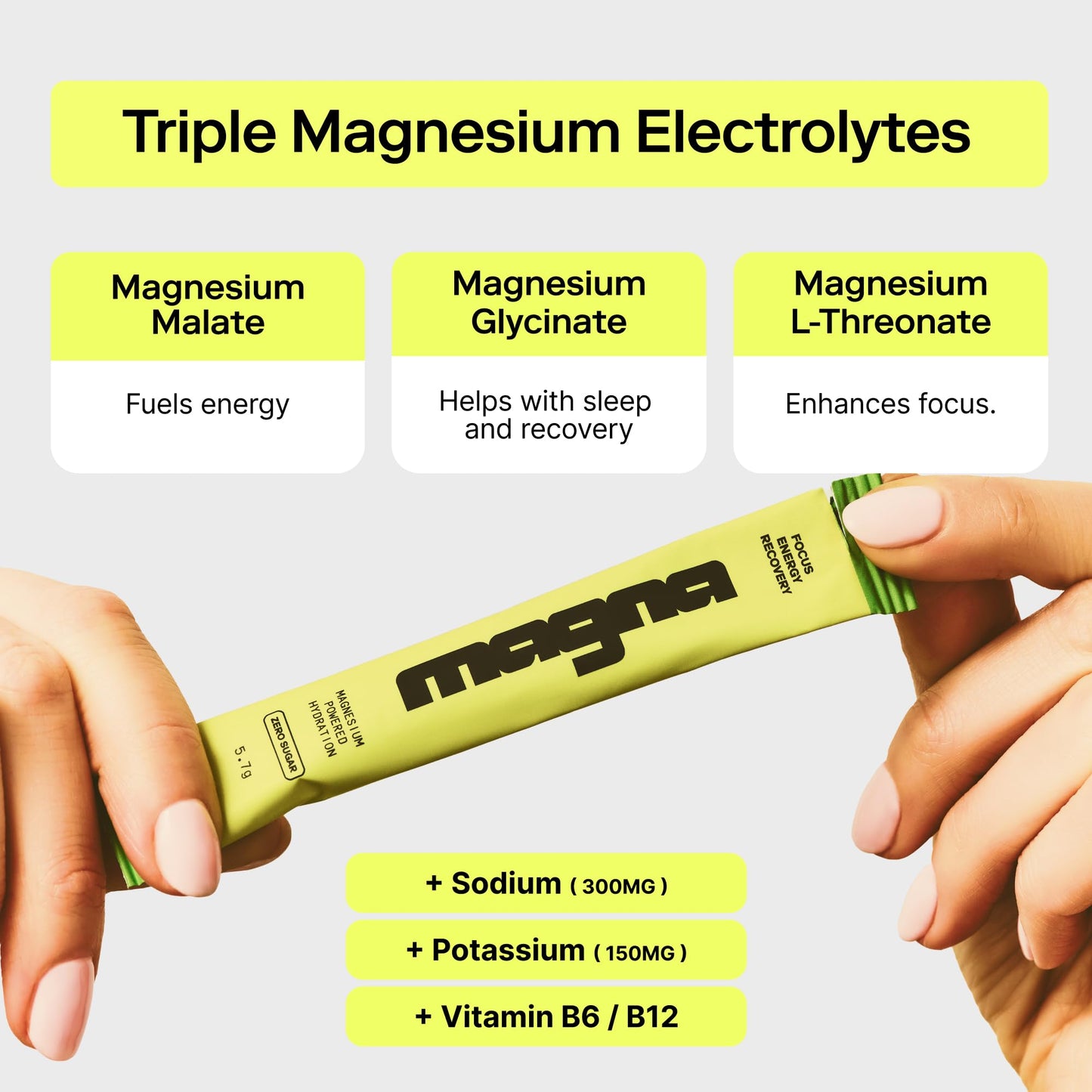 MAGNA Electrolytes Powder Drink Mix for Hydration, Energy & Focus Support with Magnesium L Threonate (28 Servings, Variety) - dailyvitalstore