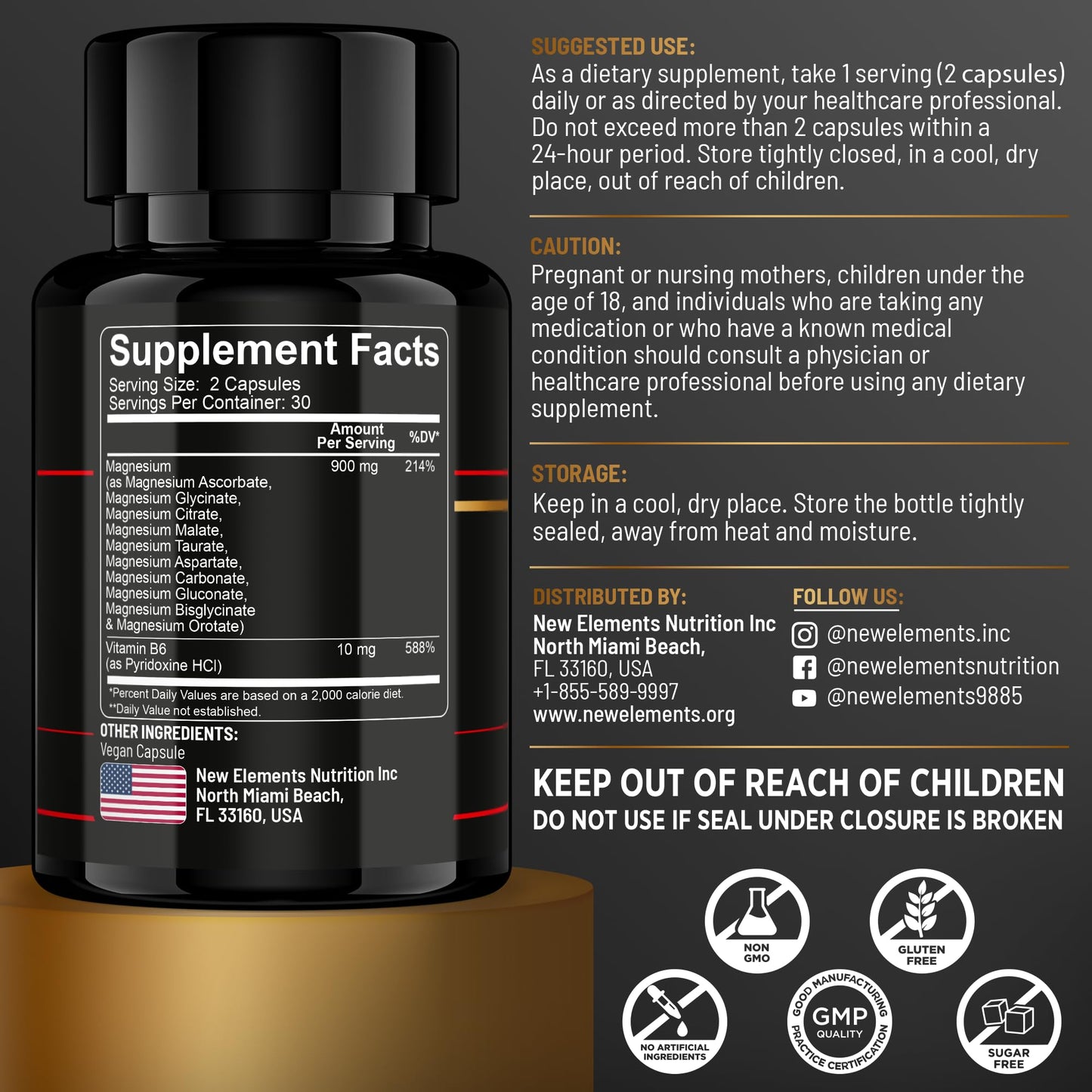 Magnesium 10X Complex – 900mg Elemental Magnesium | Glycinate, Gluconate, Malate, Orotate, Carbonate, Asparate, Taurate, Citrate, Bisglycinate, Ascorbate + Vitamin B6 for Superior Absorption - dailyvitalstore