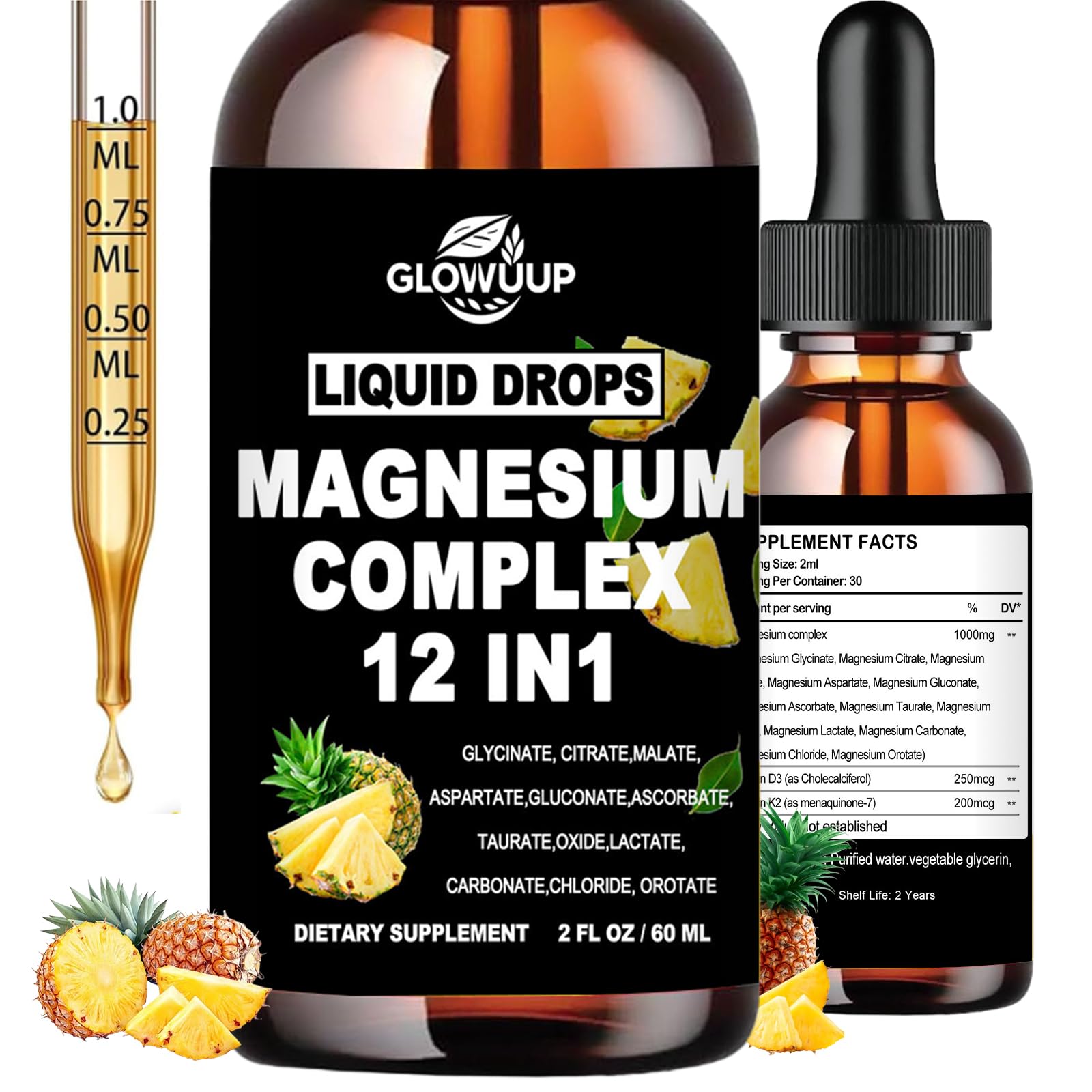Magnesium 12 in 1 Complex 1000mg Supplement for Women & Men, High Absorption Liquid Magnesium W/Glycinate Citrate Malate Taurate Oxide Aspartate Orotate, Calm Magnesium for Sleep Muscle Heart Support - dailyvitalstore