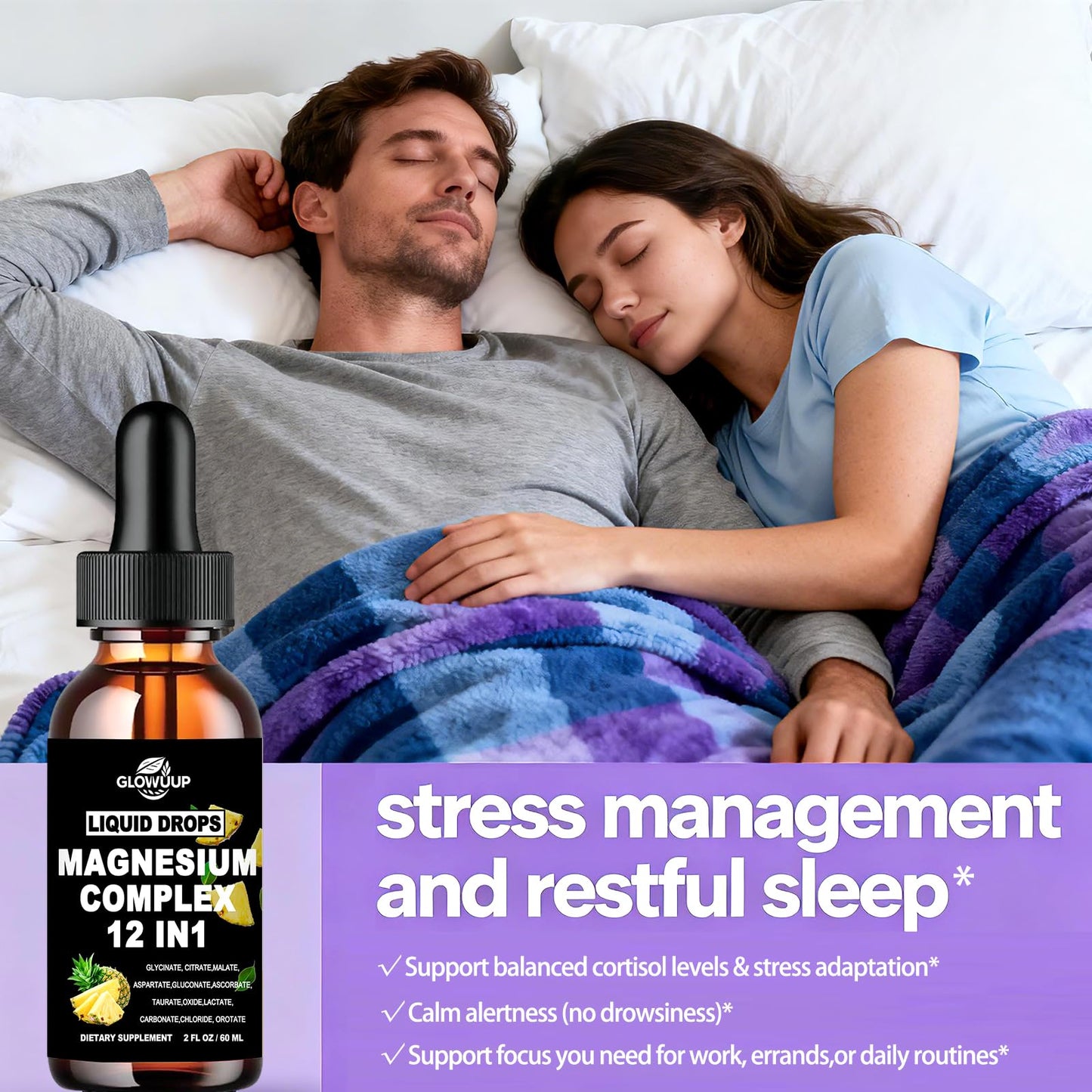 Magnesium 12 in 1 Complex 1000mg Supplement for Women & Men, High Absorption Liquid Magnesium W/Glycinate Citrate Malate Taurate Oxide Aspartate Orotate, Calm Magnesium for Sleep Muscle Heart Support - dailyvitalstore