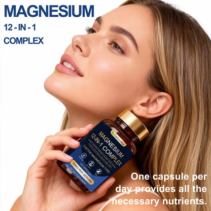Magnesium 12-in-1 Complex 700mg, with Glycinate & Citrate, Vegan Supplement for Daily Wellness, 120 Capsules (1) - dailyvitalstore