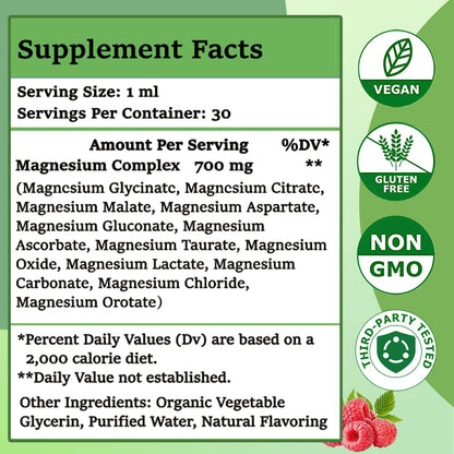 Magnesium 12 in 1 Complex Liquid Drops 700mg, High Absorption Magnesium Glycinate Citrate Malate Taurate & 8 Forms, Magnesium Complex Blend Supplement for Sleep Muscle Nerve Energy Heart Health - dailyvitalstore