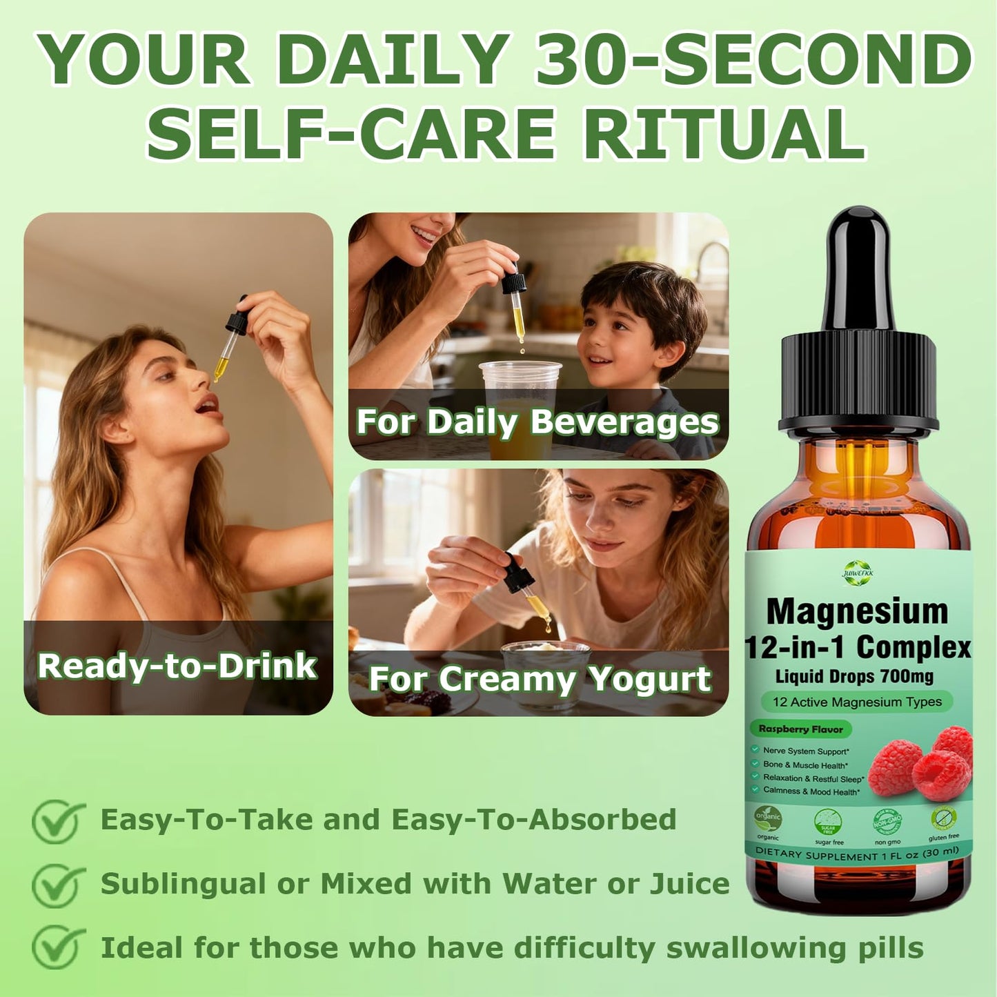 Magnesium 12 in 1 Complex Liquid Drops 700mg, High Absorption Magnesium Glycinate Citrate Malate Taurate & 8 Forms, Magnesium Complex Blend Supplement for Sleep Muscle Nerve Energy Heart Health - dailyvitalstore
