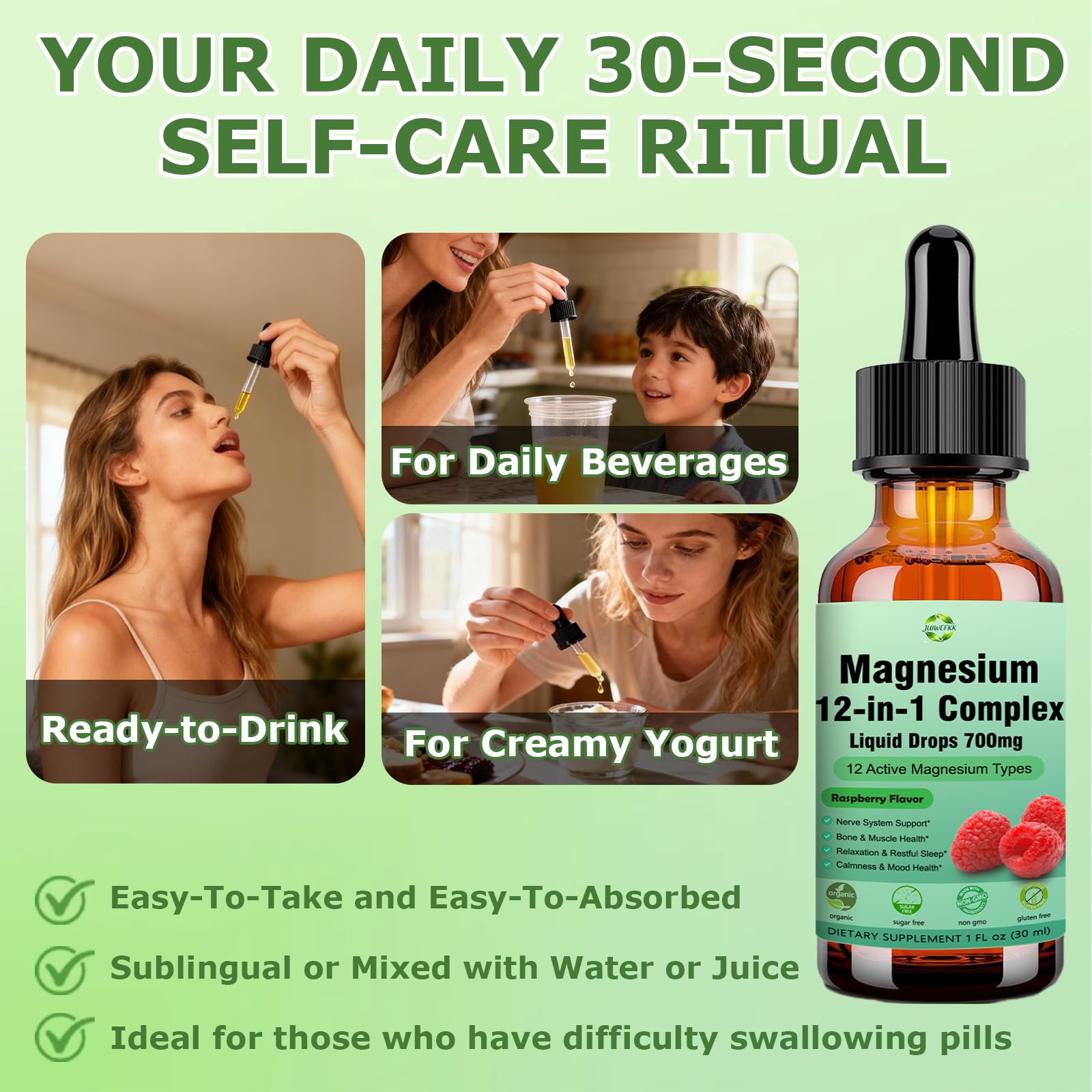 Magnesium 12 in 1 Complex Liquid Drops 700mg, High Absorption Magnesium Glycinate Citrate Malate Taurate & 8 Forms, Magnesium Complex Blend Supplement for Sleep Muscle Nerve Energy Heart Health - dailyvitalstore