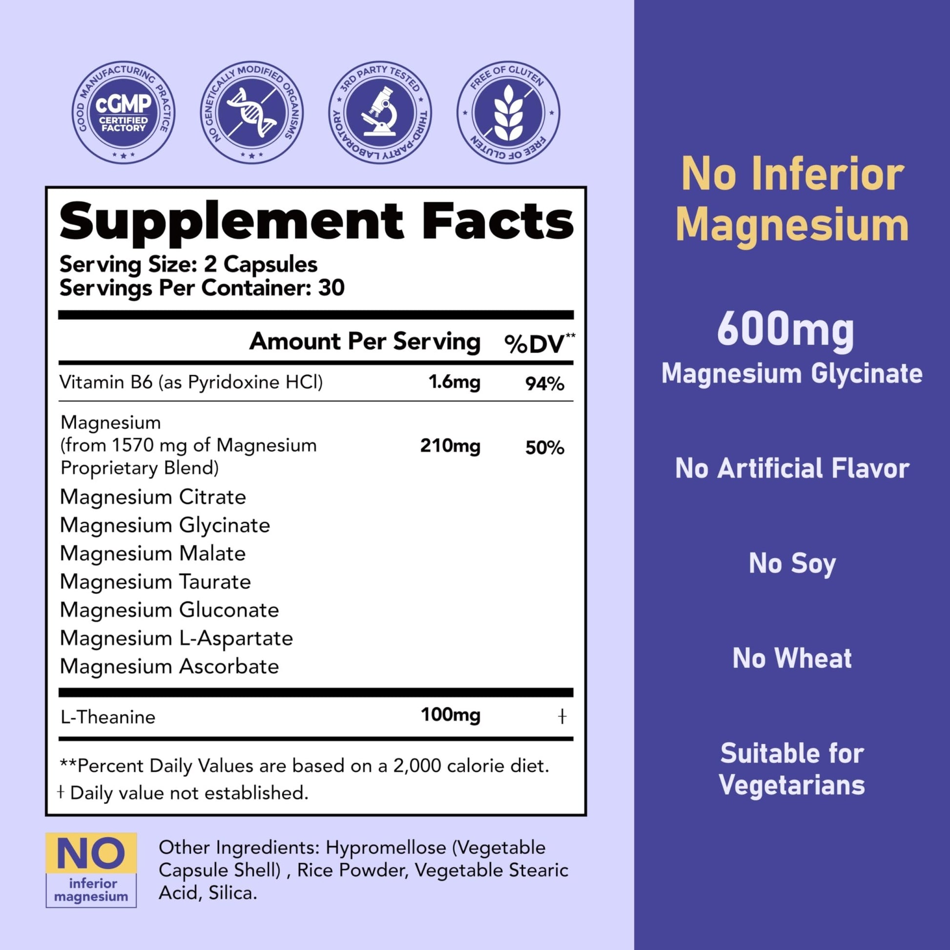 Magnesium 7 Complex for Women 1600mg, Magnesium Glycinate 600mg 7 High Absorption Magnesium Supplement with Citrate, Malate, Chelate, Taurate, Gluconate, Aspartate & Ascorbate for Sleep, 60 Capsules - dailyvitalstore