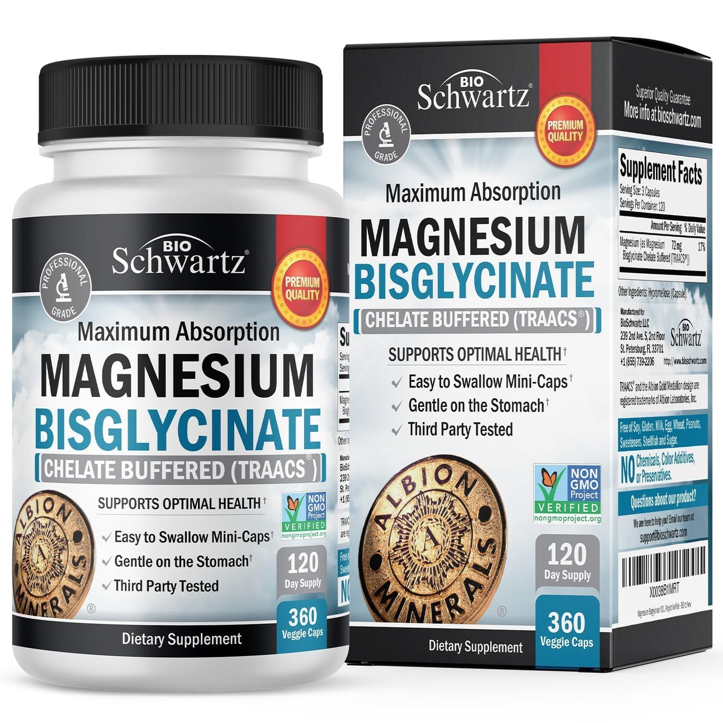 Magnesium Bisglycinate Chelated Supplement - High Absorption Magnesium Glycinate Supplement for Women and Men - Sleep, Muscle, Bone & Joint Support - dailyvitalstore