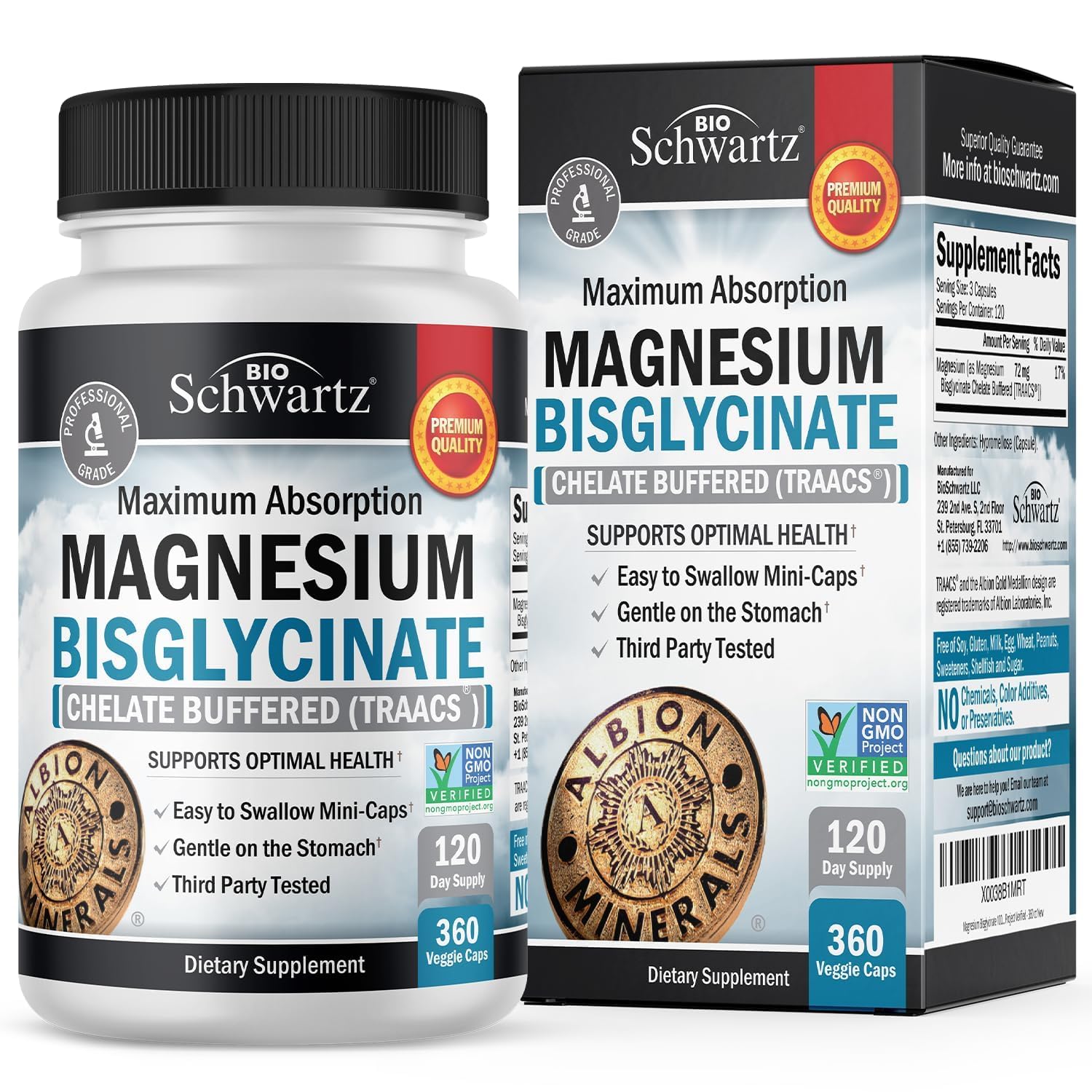 Magnesium Bisglycinate Chelated Supplement - High Absorption Magnesium Glycinate Supplement for Women and Men - Sleep, Muscle, Bone & Joint Support - dailyvitalstore
