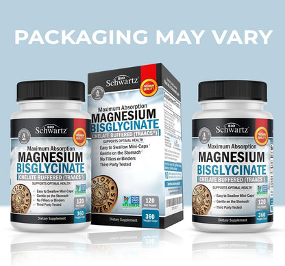 Magnesium Bisglycinate Chelated Supplement - High Absorption Magnesium Glycinate Supplement for Women and Men - Sleep, Muscle, Bone & Joint Support - dailyvitalstore