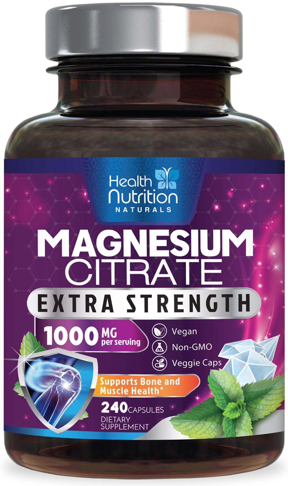 Magnesium Citrate 1000mg Per Serving - Max Absorption Magnesium Powder Capsules for Muscle, Nerve, Bone and Heart Health Support, High Absorption Citrate Complex - dailyvitalstore