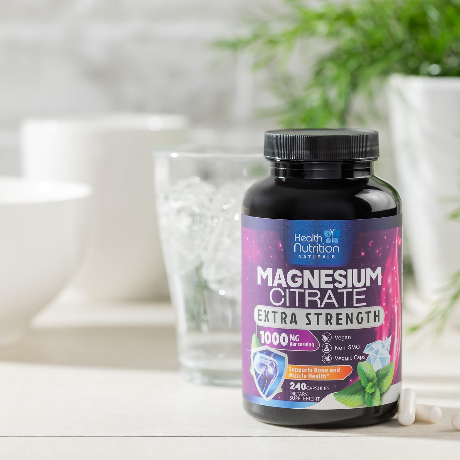 Magnesium Citrate 1000mg Per Serving - Max Absorption Magnesium Powder Capsules for Muscle, Nerve, Bone and Heart Health Support, High Absorption Citrate Complex - dailyvitalstore