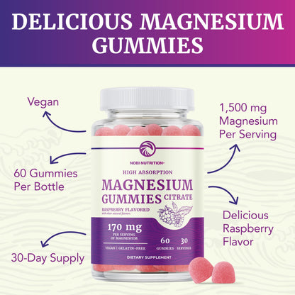Magnesium Citrate Gummies | Extra Strength for Calm, Relaxation & Digestion | High Absorption Magnesium Gummies for Adults | Vegan, Non-GMO - dailyvitalstore
