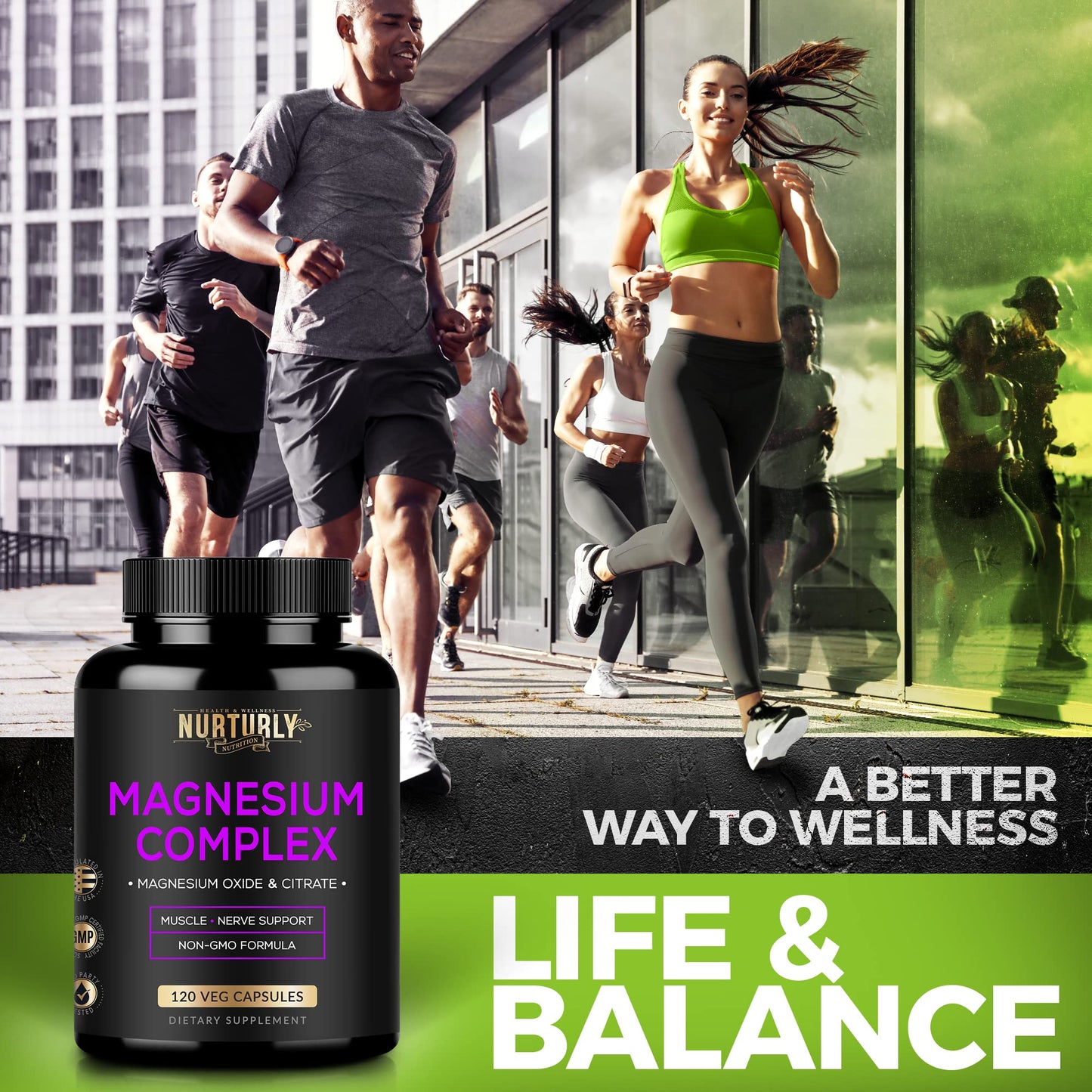 Magnesium Citrate & Oxide 500mg Complex Supplement - High Absorption Maximum Strength - Helps Support Bone Density and Strength, Muscles, Energy and Sleep - 120 Vegan Capsules - dailyvitalstore
