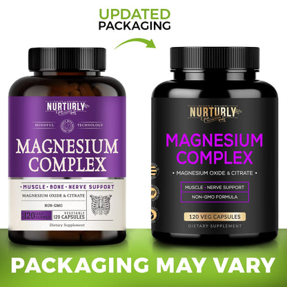Magnesium Citrate & Oxide 500mg Complex Supplement - High Absorption Maximum Strength - Helps Support Bone Density and Strength, Muscles, Energy and Sleep - 120 Vegan Capsules - dailyvitalstore