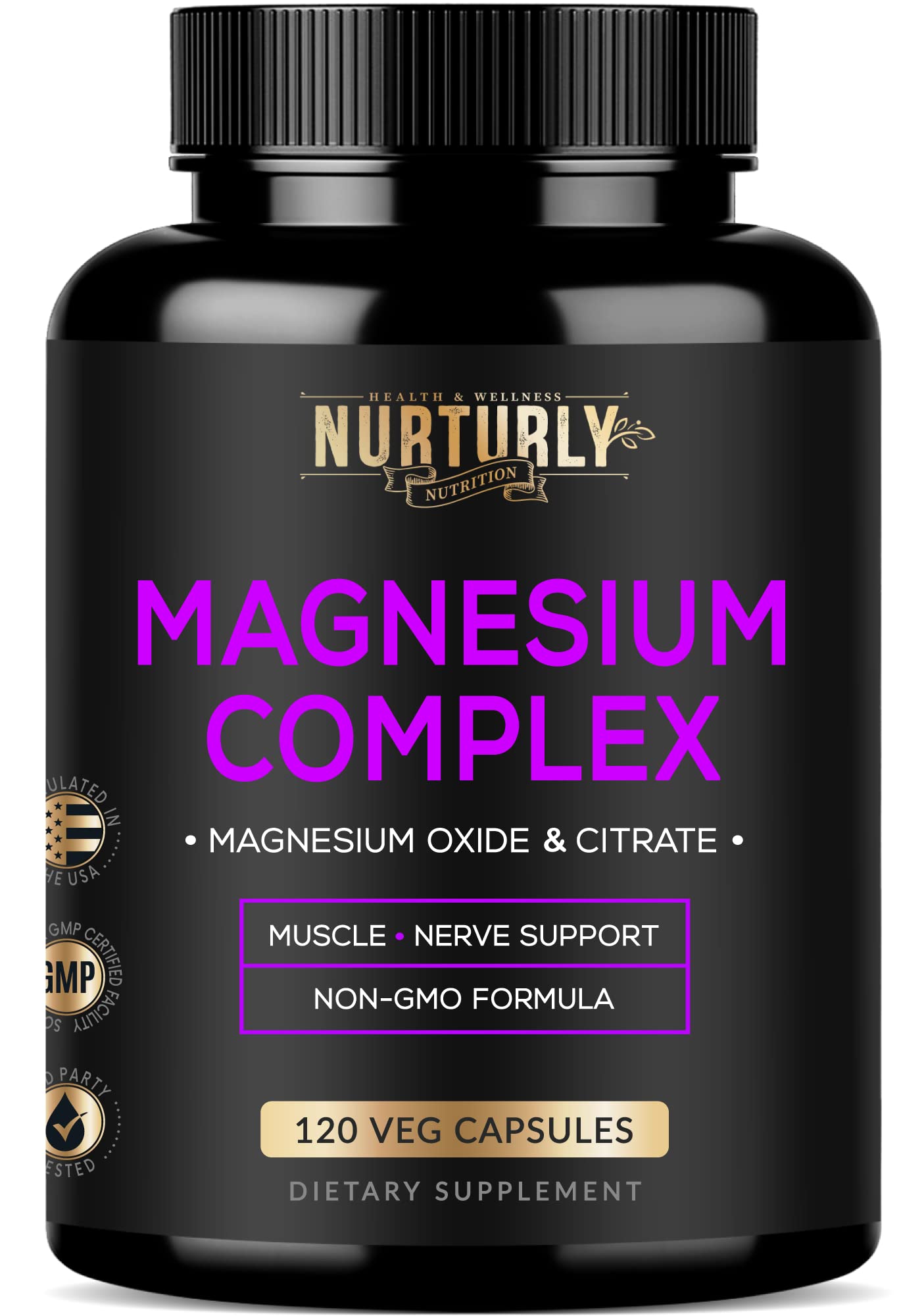 Magnesium Citrate & Oxide 500mg Complex Supplement - High Absorption Maximum Strength - Helps Support Bone Density and Strength, Muscles, Energy and Sleep - 120 Vegan Capsules - dailyvitalstore
