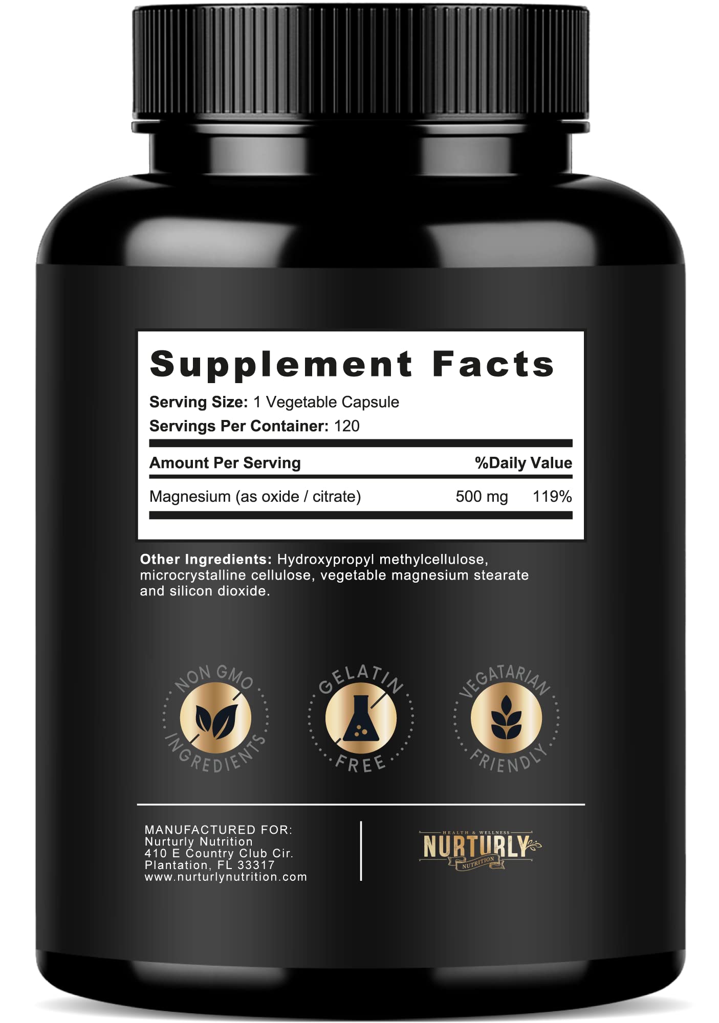 Magnesium Citrate & Oxide 500mg Complex Supplement - High Absorption Maximum Strength - Helps Support Bone Density and Strength, Muscles, Energy and Sleep - 120 Vegan Capsules - dailyvitalstore