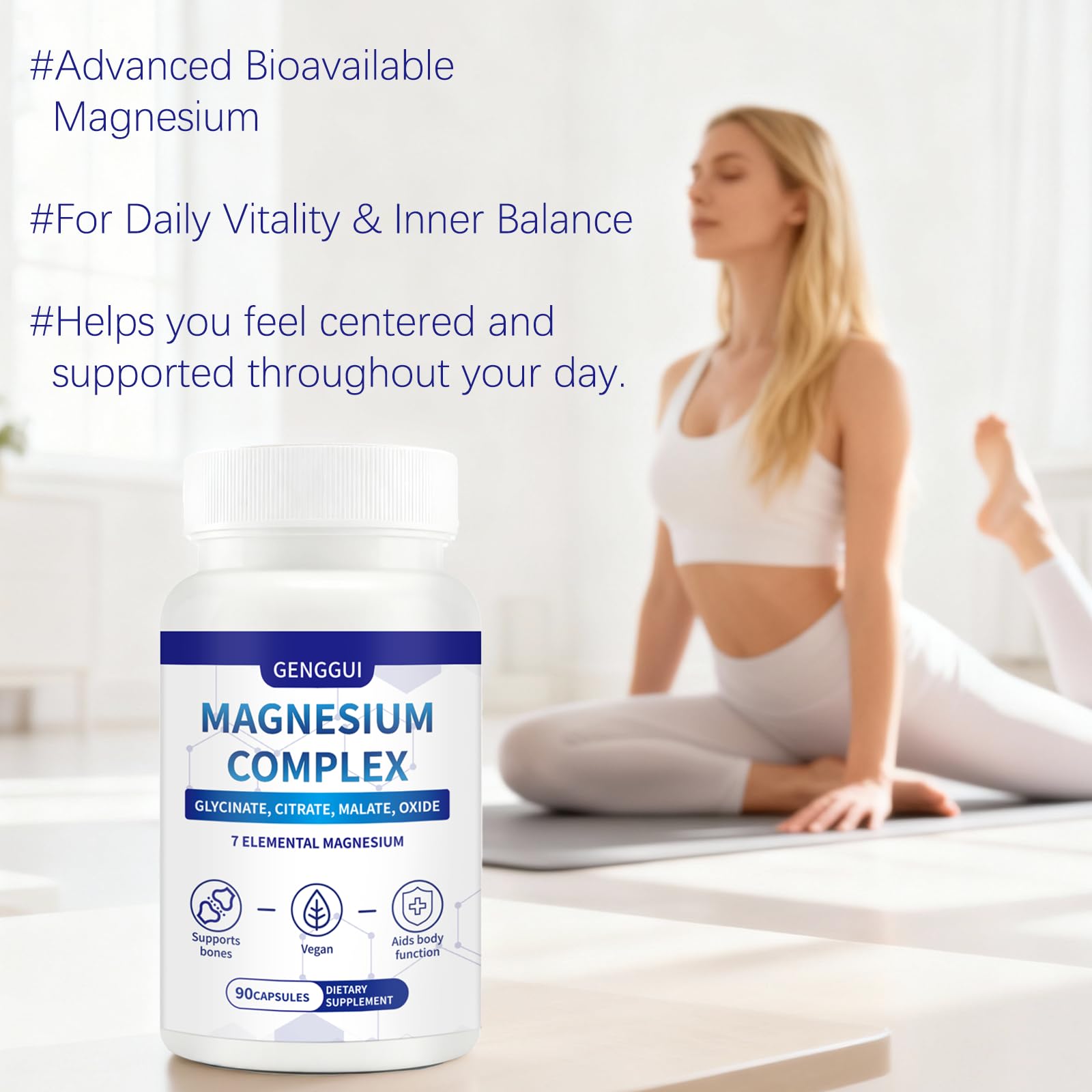 Magnesium Complex 1000mg - 7-in-1 Supplement with Glycinate, Citrate & Malate - Supports Muscle Relaxation, Sleep, Heart Health - High Absorption Capsules, 90 Count (1) - dailyvitalstore