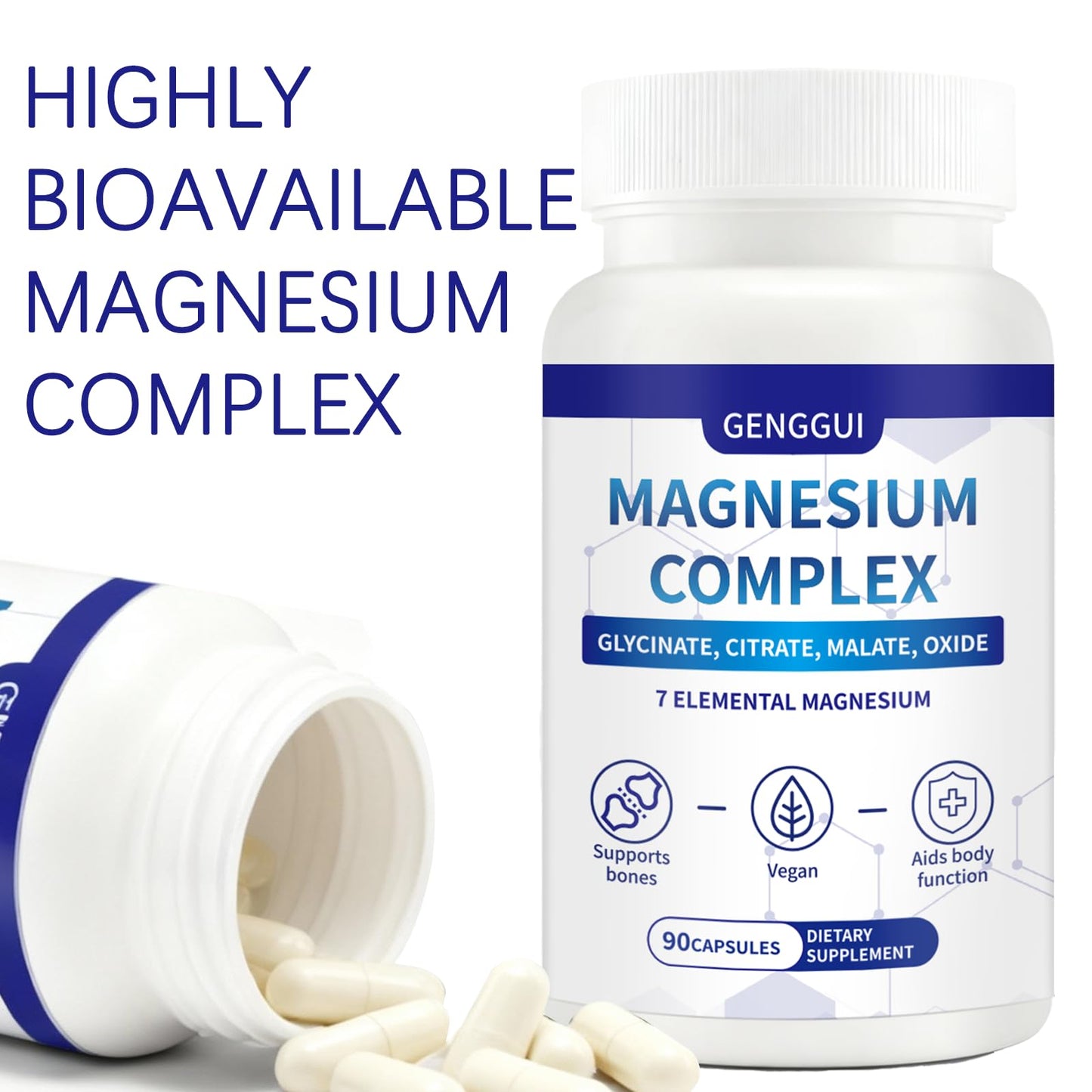 Magnesium Complex 1000mg - 7-in-1 Supplement with Glycinate, Citrate & Malate - Supports Muscle Relaxation, Sleep, Heart Health - High Absorption Capsules, 90 Count (1) - dailyvitalstore