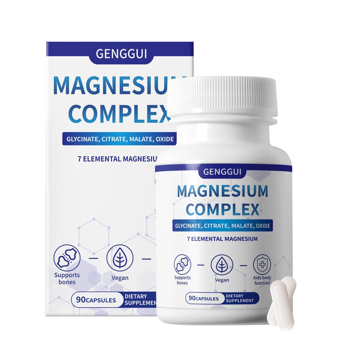 Magnesium Complex 1000mg with 8 Types - Glycinate, Citrate, Malate - Supports Muscle Relaxation, Bone Health, Energy Production & Sleep - High Absorption, Non-GMO, Vegan Capsules, 90 Count (001) - dailyvitalstore