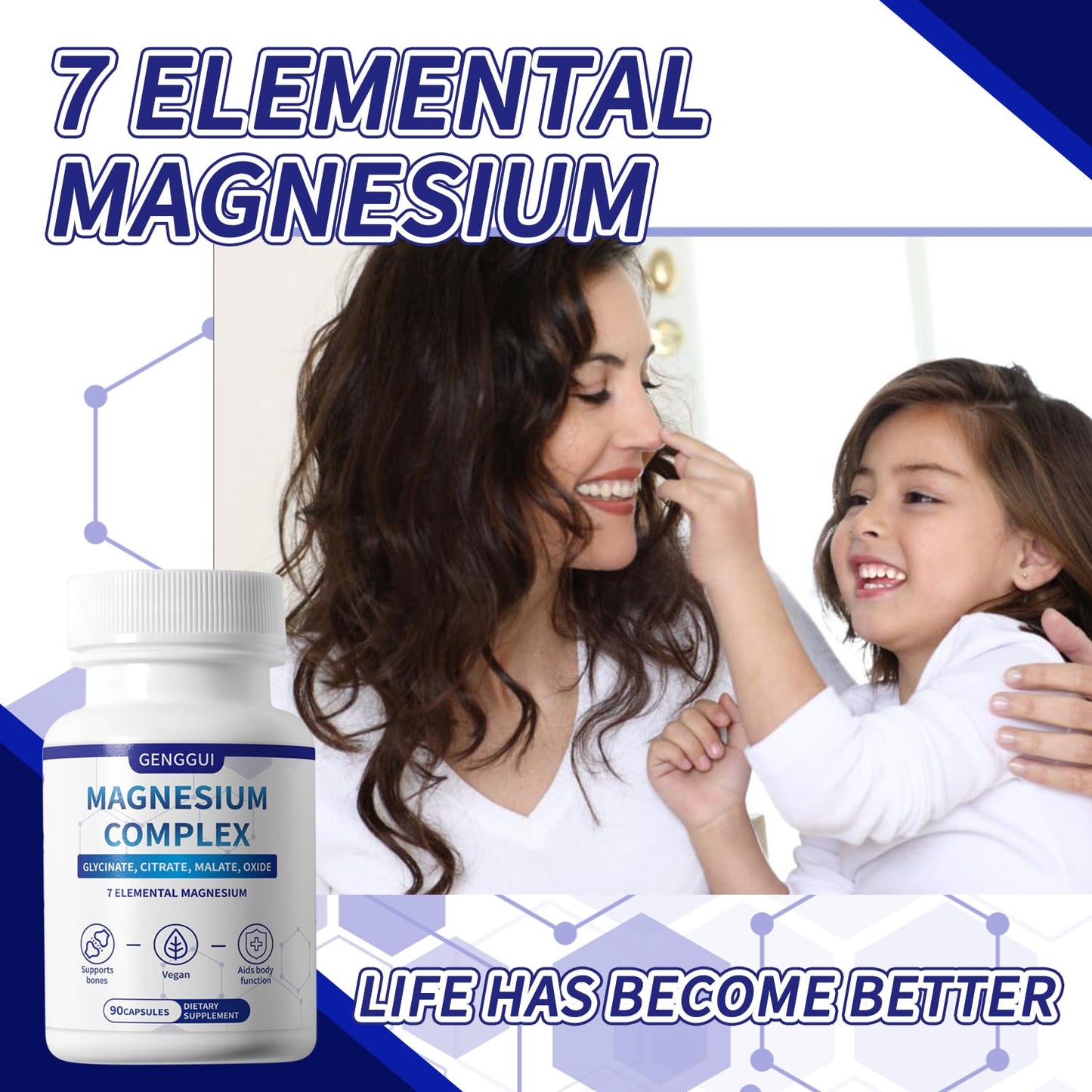 Magnesium Complex 1000mg with 8 Types - Glycinate, Citrate, Malate - Supports Muscle Relaxation, Bone Health, Energy Production & Sleep - High Absorption, Non-GMO, Vegan Capsules, 90 Count (001) - dailyvitalstore