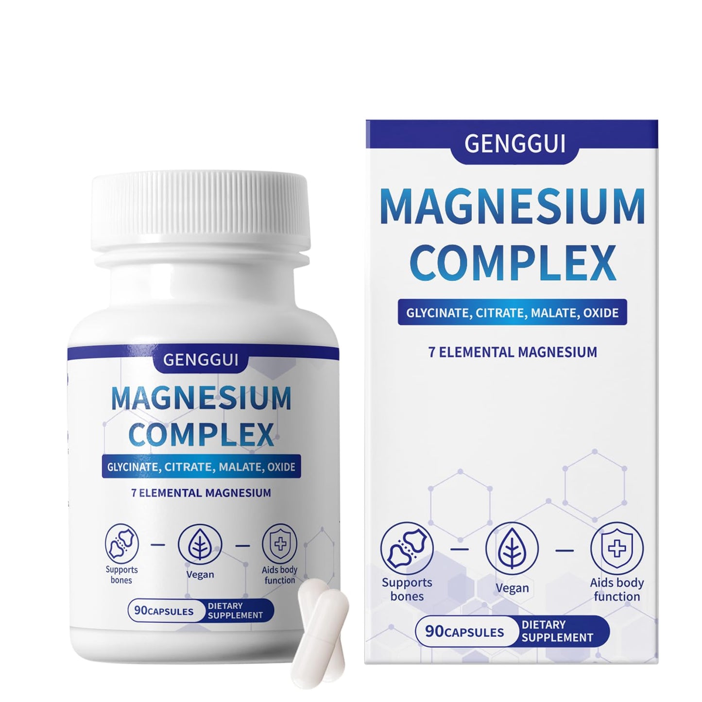 Magnesium Complex 1000mg with 8 Types - Glycinate, Citrate, Malate - Supports Muscle Relaxation, Bone Health, Energy Production & Sleep - High Absorption, Non-GMO, Vegan Capsules, 90 Count (001) - dailyvitalstore