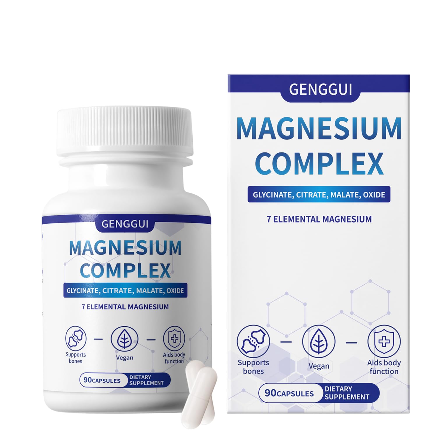 Magnesium Complex 1000mg with 8 Types - Glycinate, Citrate, Malate - Supports Muscle Relaxation, Bone Health, Energy Production & Sleep - High Absorption, Non-GMO, Vegan Capsules, 90 Count (001) - dailyvitalstore