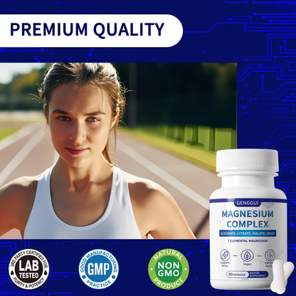 Magnesium Complex 1000mg with 8 Types - Glycinate, Citrate, Malate - Supports Muscle Relaxation, Bone Health, Energy Production & Sleep - High Absorption, Non-GMO, Vegan Capsules, 90 Count (001) - dailyvitalstore
