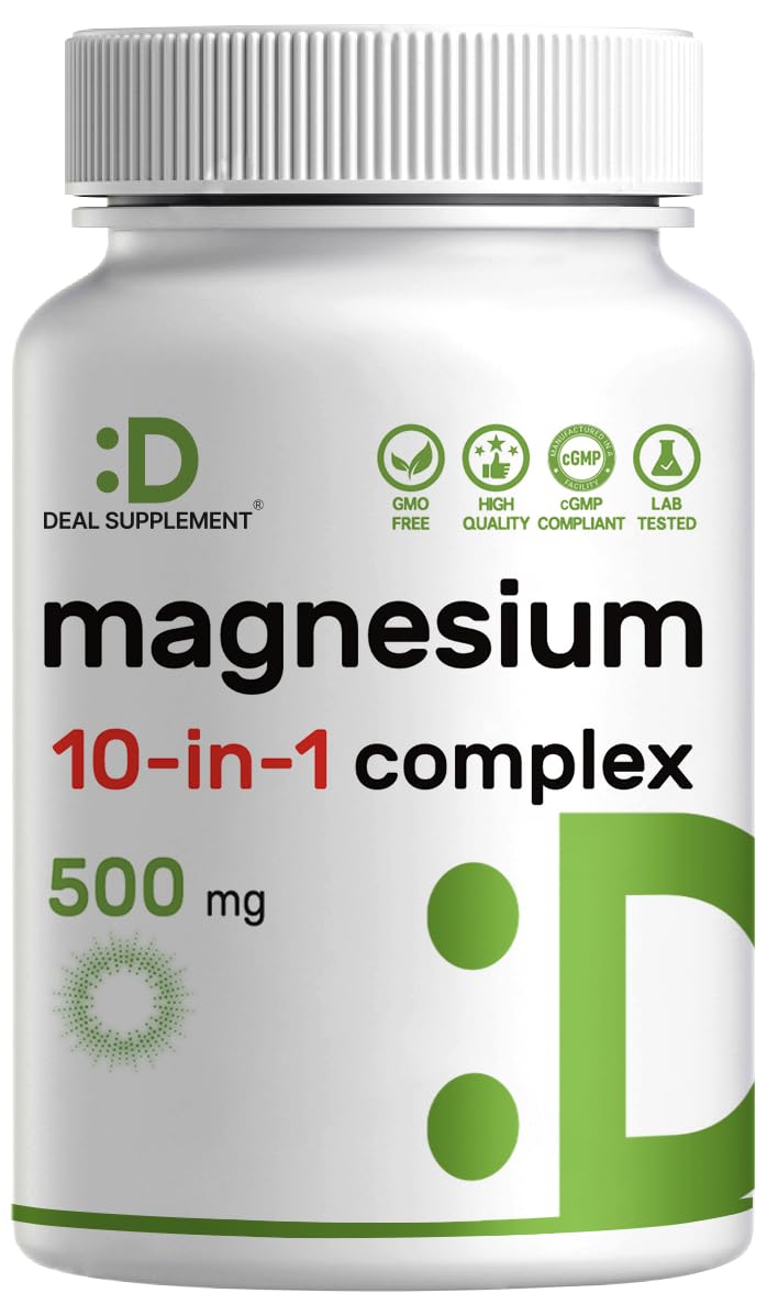 Magnesium Complex 500mg, 240 Veggie Capsules – 10-in-1 Glycinate, Citrate, Malate, Oxide, & More – 100% Chelated for Easy Absorption – Essential Mineral Supplement – Non-GMO - dailyvitalstore