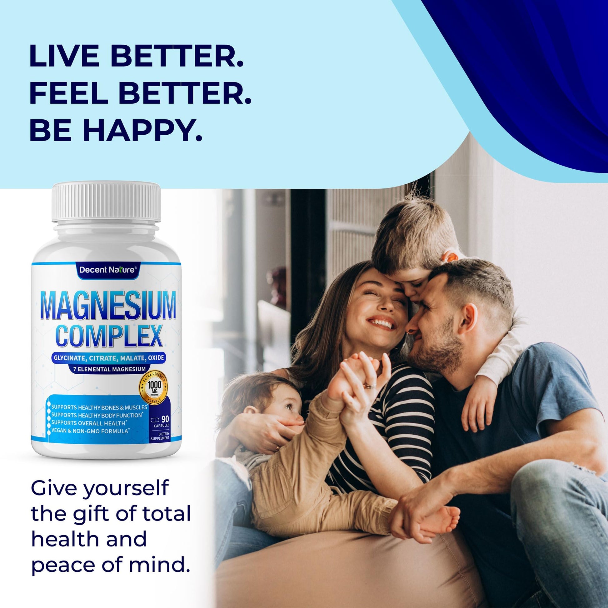 Magnesium Complex 7 Elemental Magnesium Supplement 1000mg – Magnesium Glycinate, Citrate, Malate, Taurate, Oxide, Aspartate, Orotate Non-GMO 90 Capsules - dailyvitalstore
