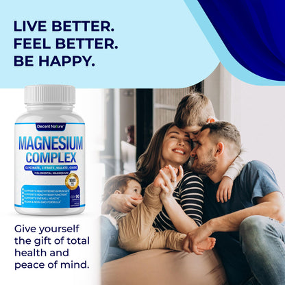 Magnesium Complex 7 Elemental Magnesium Supplement 1000mg – Magnesium Glycinate, Citrate, Malate, Taurate, Oxide, Aspartate, Orotate Non-GMO 90 Capsules - dailyvitalstore