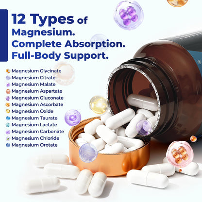 Magnesium Complex 700mg | 12-in-1 High Absorption Supplement | Glycinate, Citrate, Malate, Taurate & More | Sleep Support, Muscle Cramp Relief, Stress, Heart, Bone - dailyvitalstore