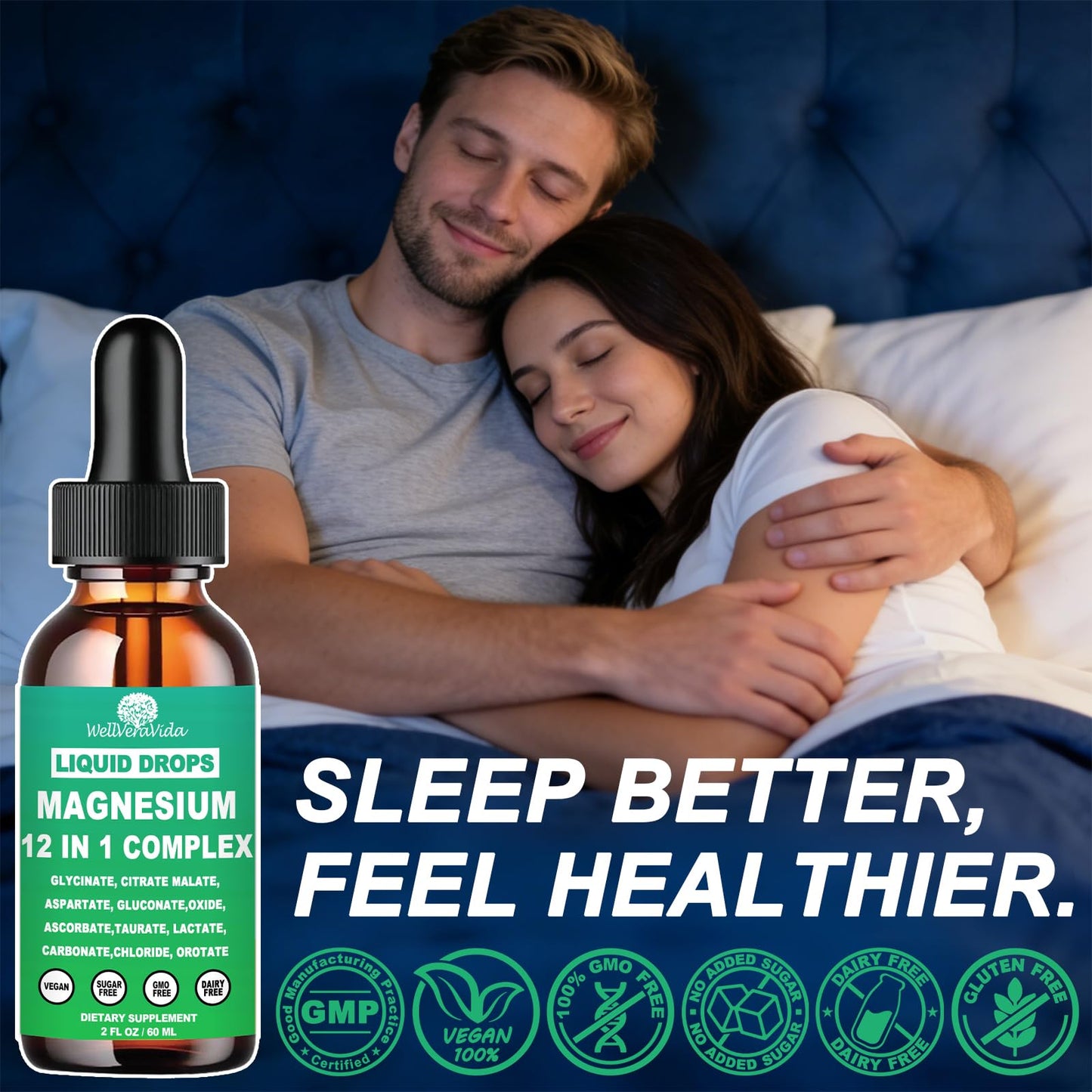 Magnesium Complex 700mg, 12 in 1 Magnesium Supplement with Glycinate Citrate Malate Oxide Taurate Aspartate Orotate Magnesium Relaxation, Muscle, Sleep Support, High Absorption Liquid Magnesium丨Vegan - dailyvitalstore