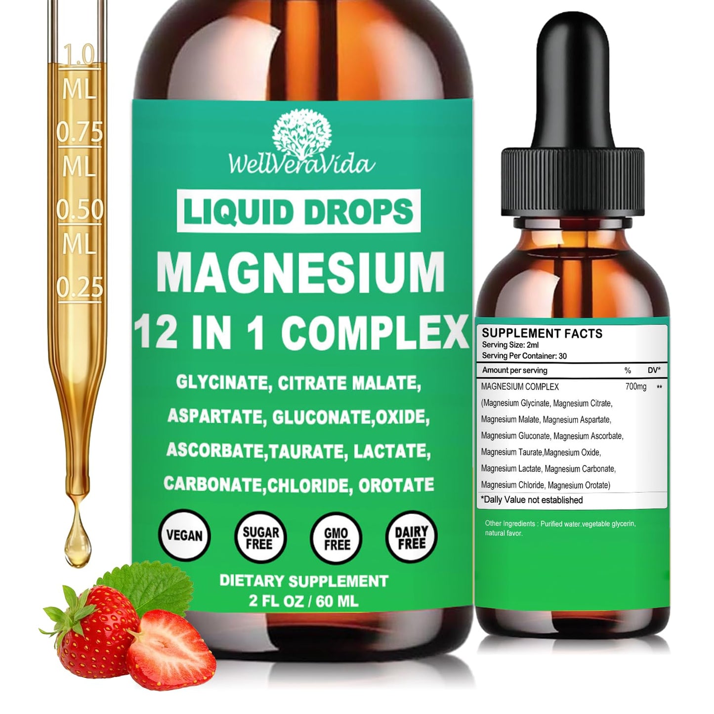 Magnesium Complex 700mg, 12 in 1 Magnesium Supplement with Glycinate Citrate Malate Oxide Taurate Aspartate Orotate Magnesium Relaxation, Muscle, Sleep Support, High Absorption Liquid Magnesium丨Vegan - dailyvitalstore