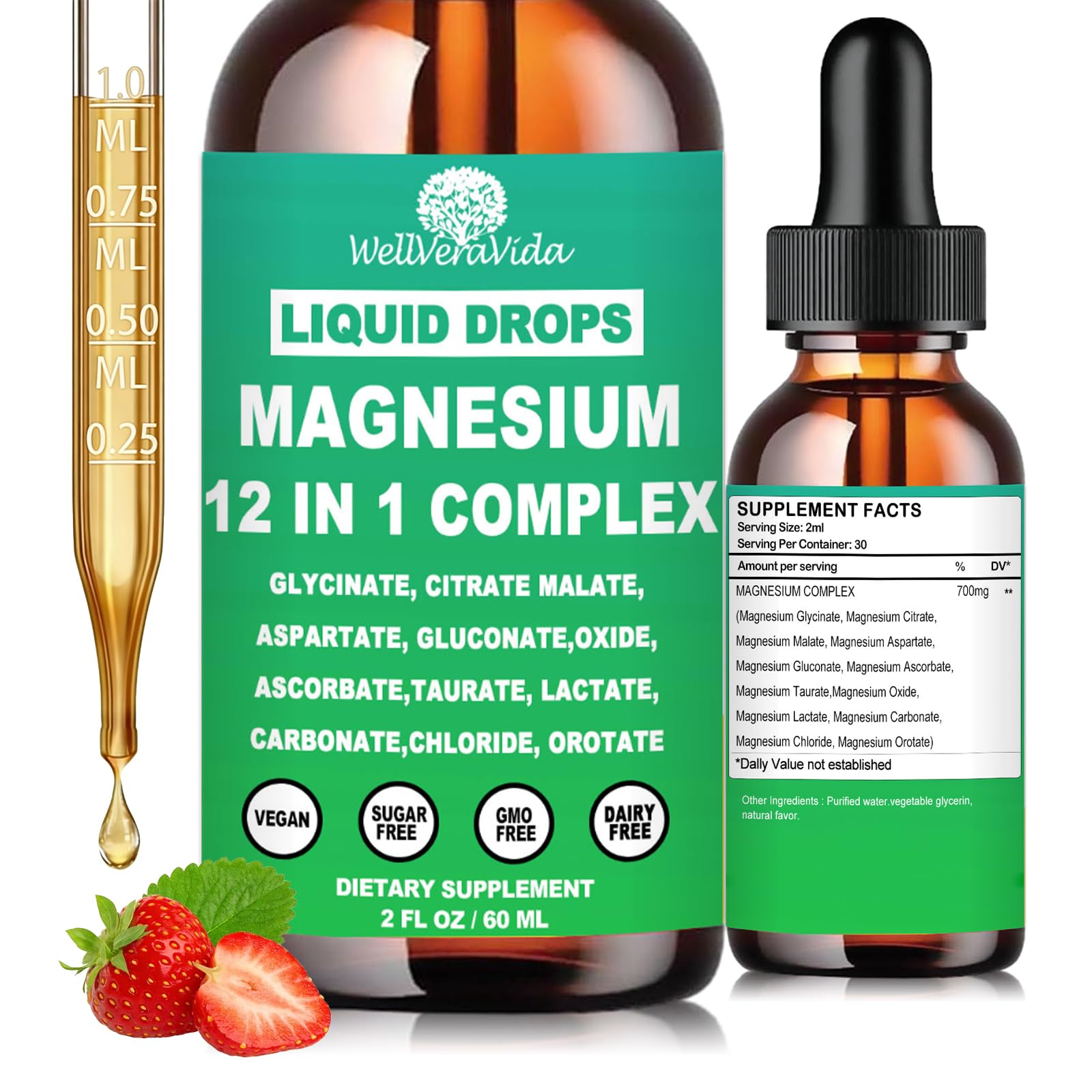 Magnesium Complex 700mg, 12 in 1 Magnesium Supplement with Glycinate Citrate Malate Oxide Taurate Aspartate Orotate Magnesium Relaxation, Muscle, Sleep Support, High Absorption Liquid Magnesium丨Vegan - dailyvitalstore