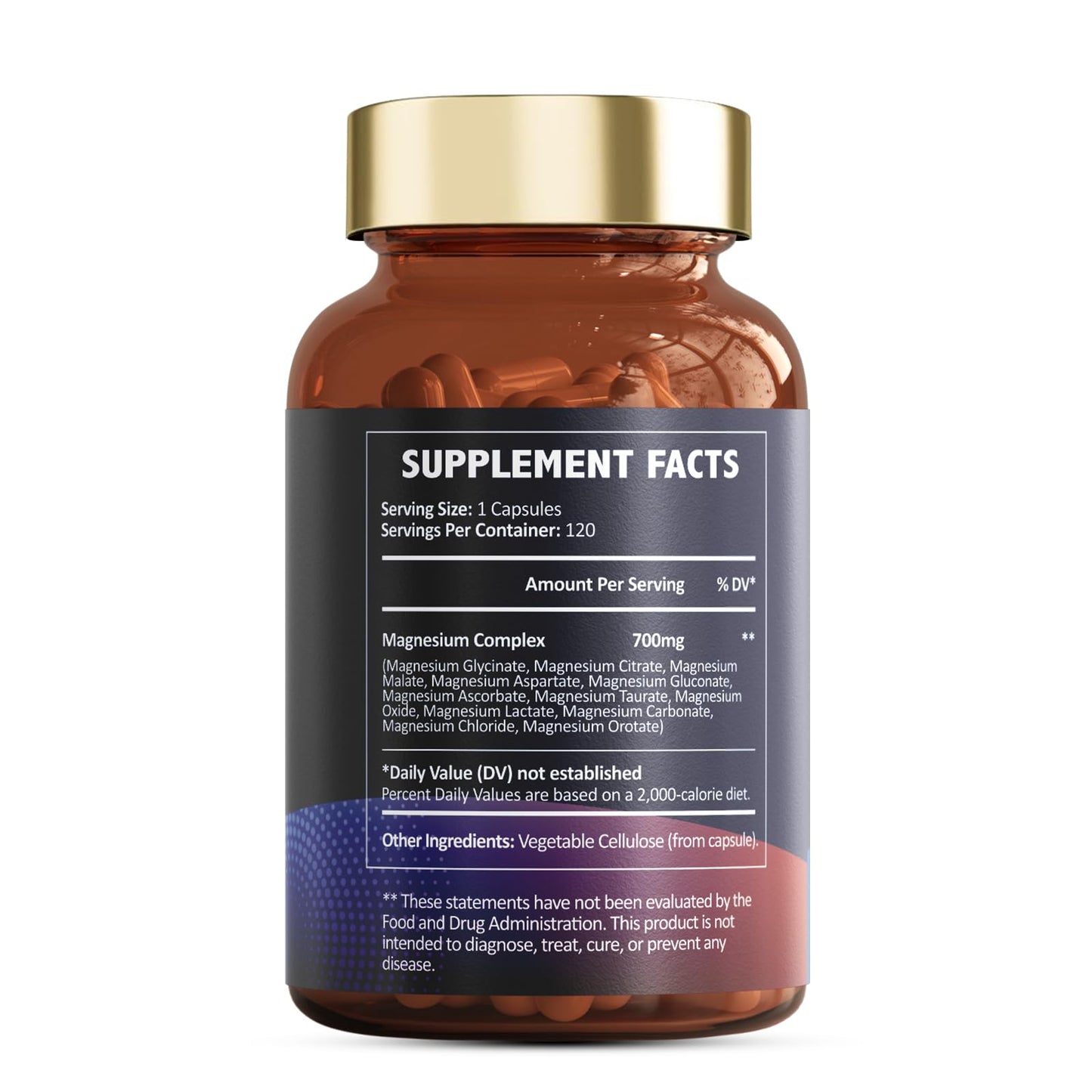Magnesium Complex 700mg 12 in 1 Magnesium Supplement with Glycinate Citrate Malate Oxide Taurate Aspartate Orotate Magnesium Relaxation,Muscle,Heart Support, Vegan 120 Capsules 2PK - dailyvitalstore