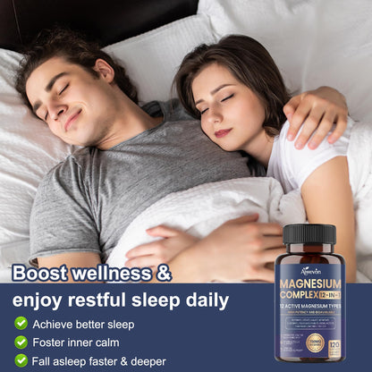 Magnesium Complex 700mg, 12 in 1 Magnesium Supplement with Glycinate, Citrate, Malate, Oxide, Taurate & Orotate, High Absorption Magnesium for Sleep, Muscle, Nerve & Heart Support, Vegan, 120 Capsules - dailyvitalstore