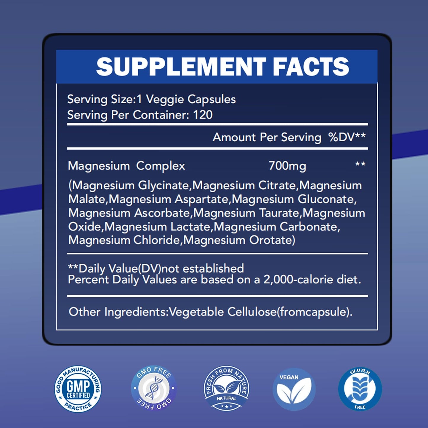 Magnesium Complex 700mg 12 in 1 Magnesium Supplement with Glycinate, Citrate, Malate | Sleep, Calm, Muscle Relaxation, Heart Health Support | Vegan 120 Capsules - dailyvitalstore